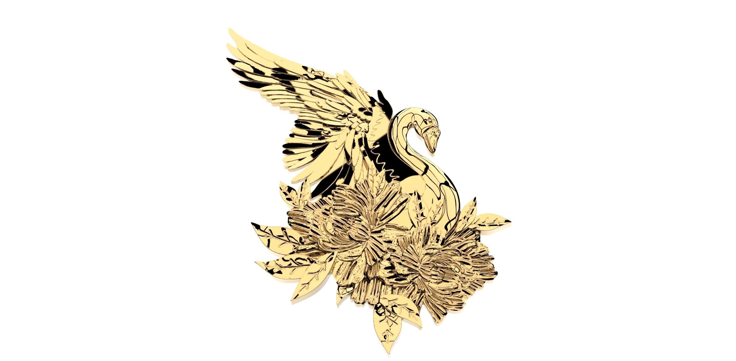 Swan relief 3D print model_6