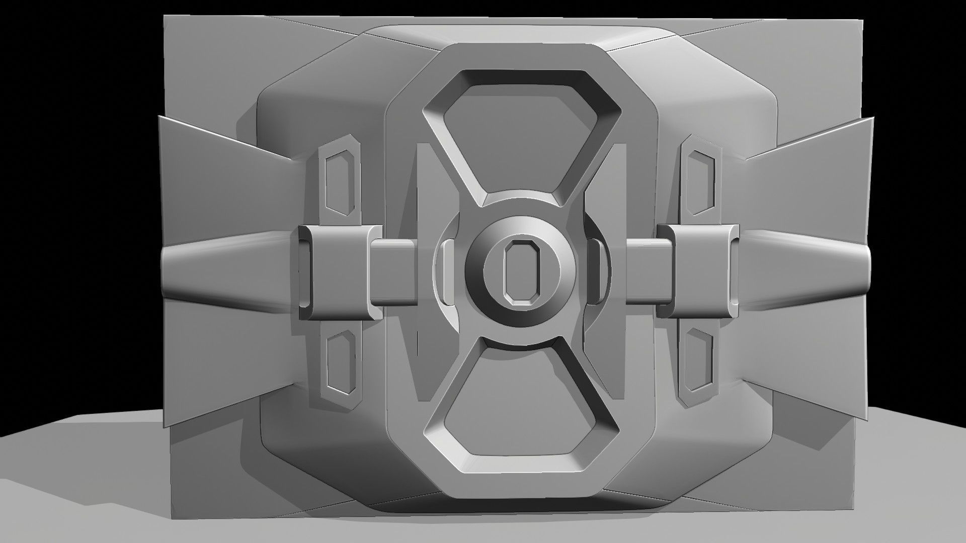 SciFi Door Low-poly 3D model_12