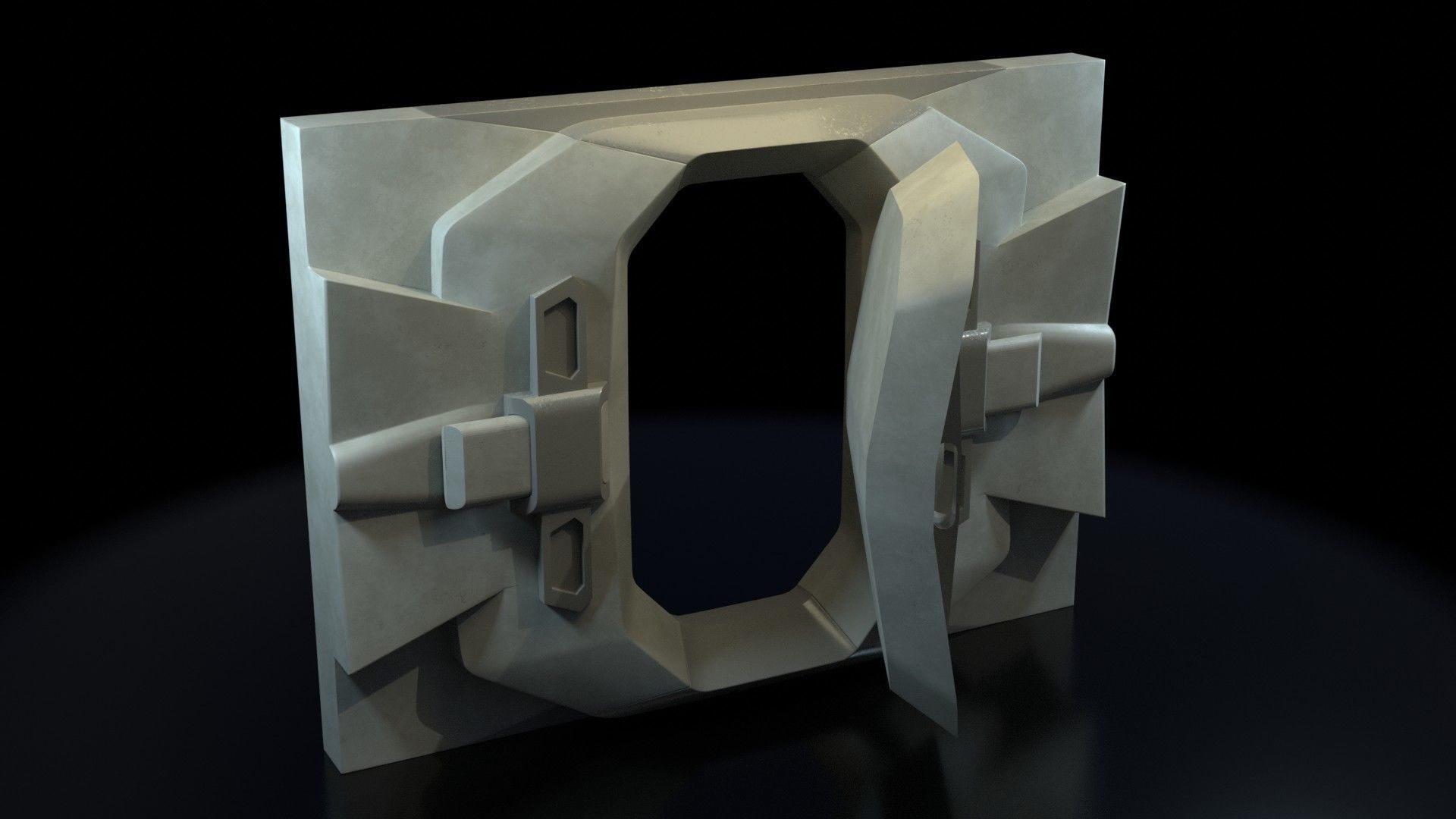SciFi Door Low-poly 3D model_1