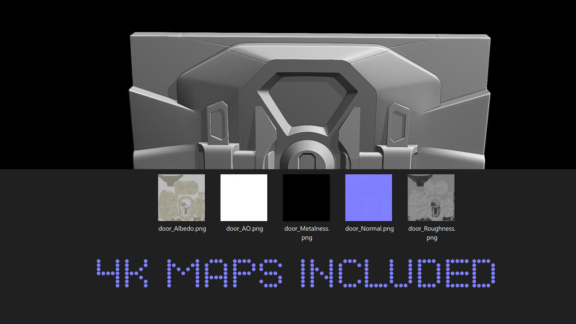 SciFi Door Low-poly 3D model_6