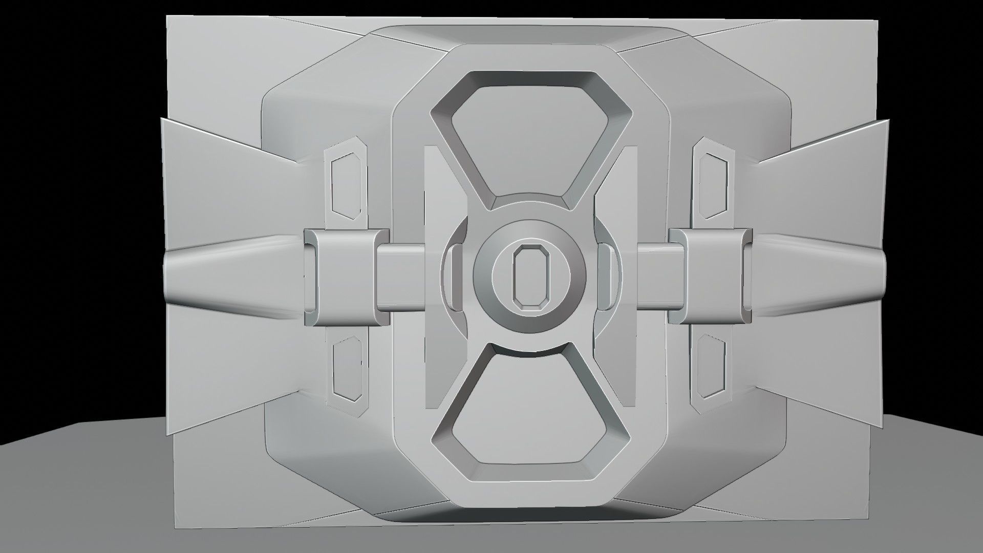 SciFi Door Low-poly 3D model_10