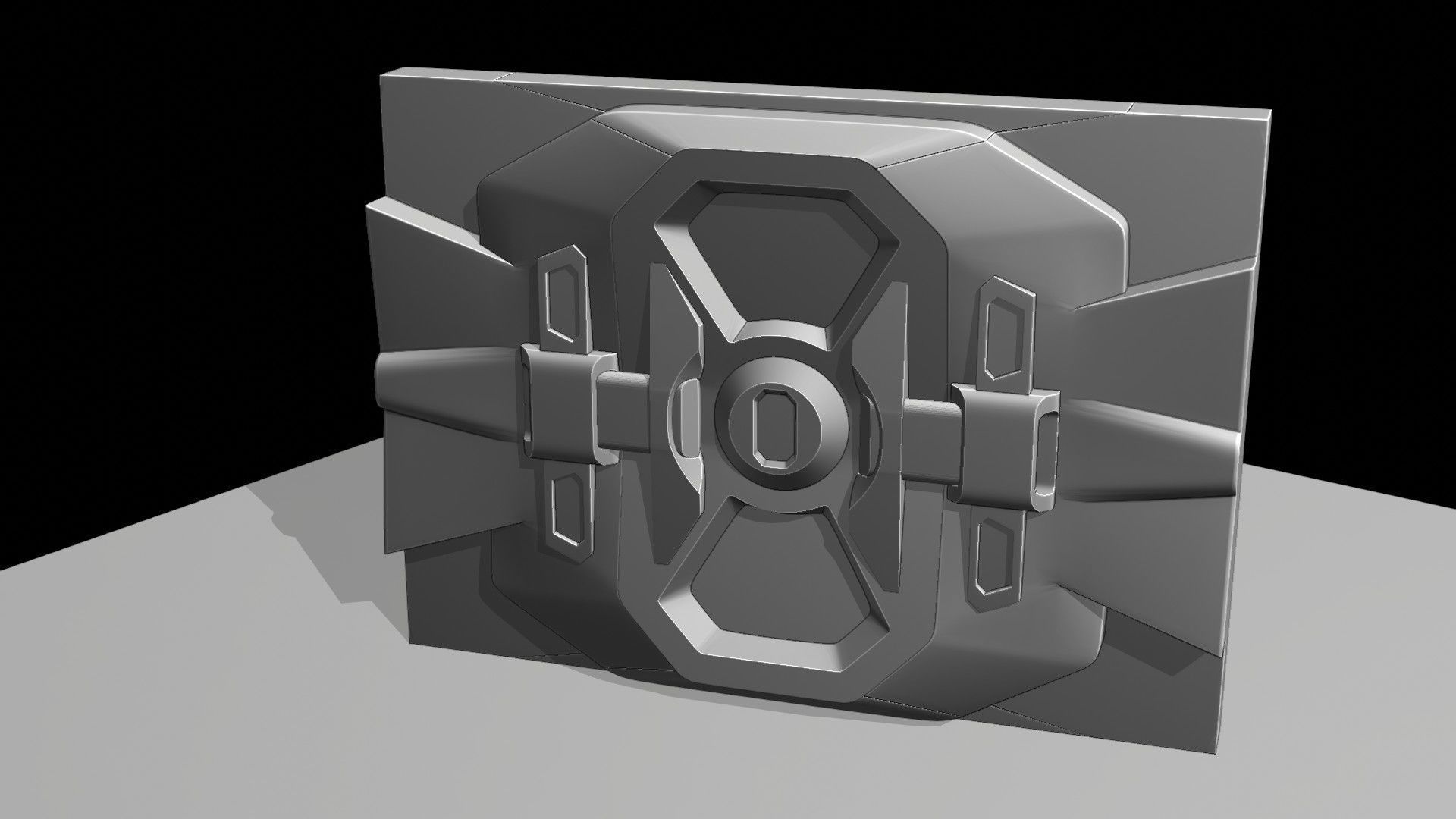SciFi Door Low-poly 3D model_3