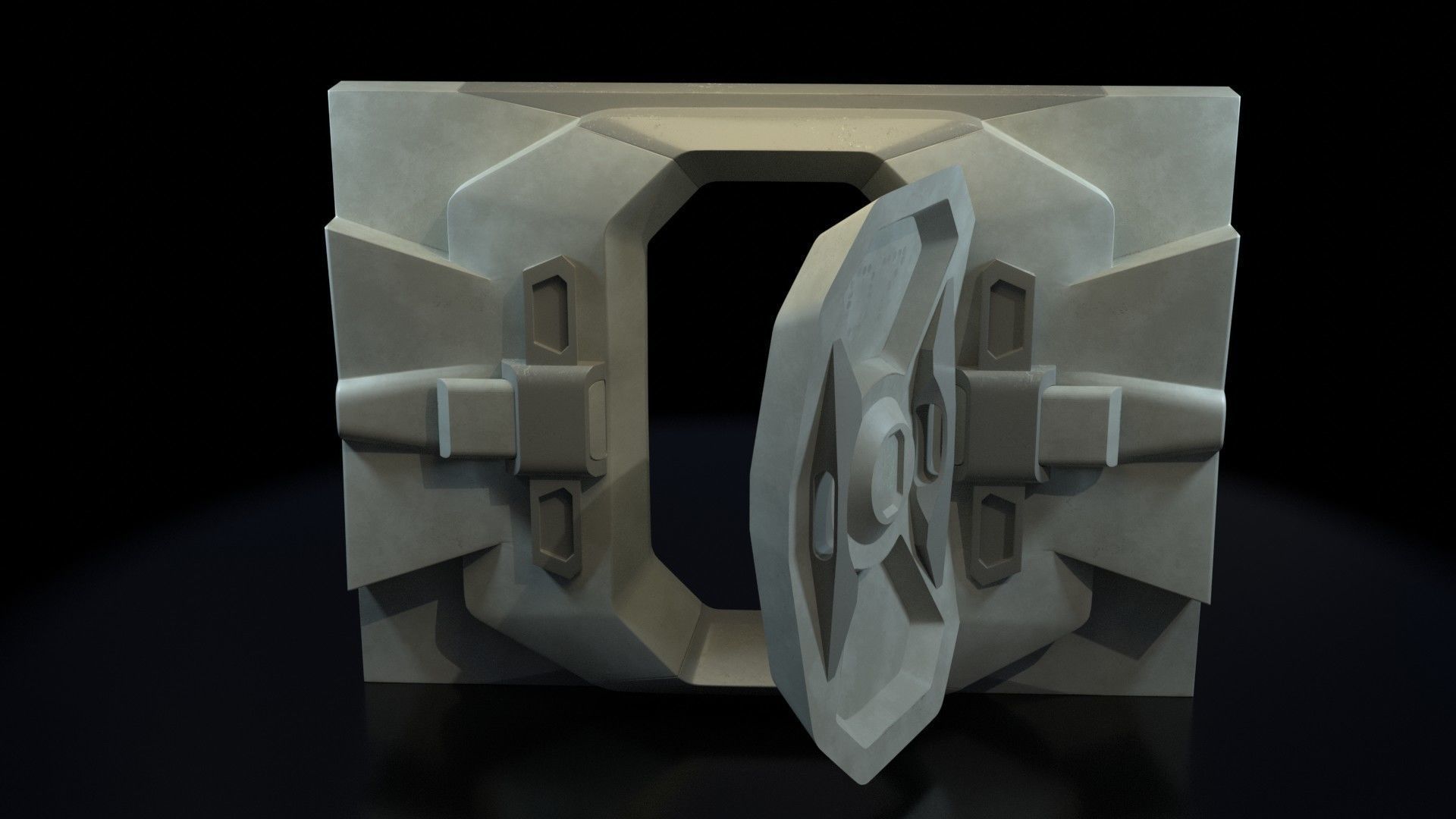 SciFi Door Low-poly 3D model_7