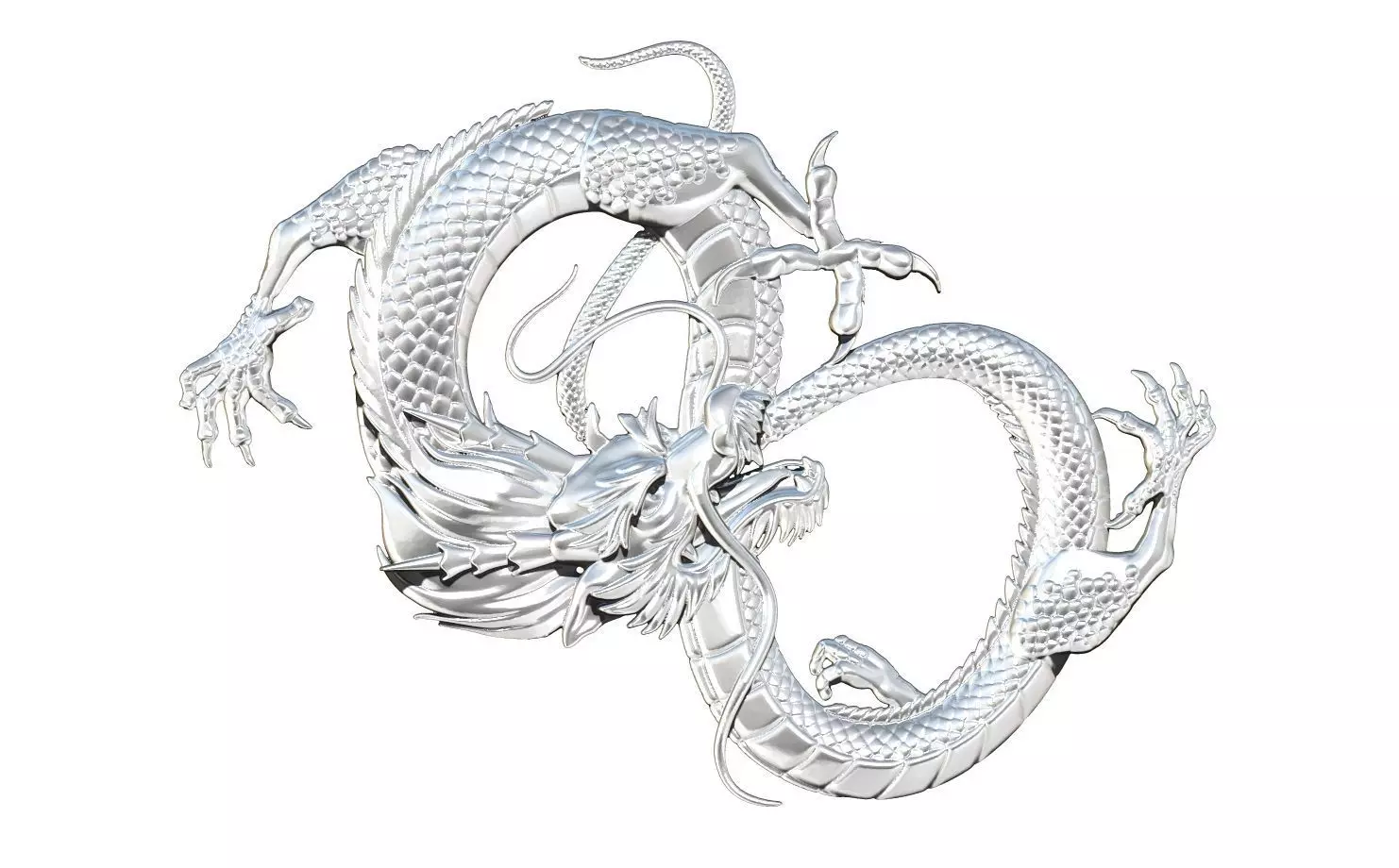 Asian dragon relief high detailed 3D print model