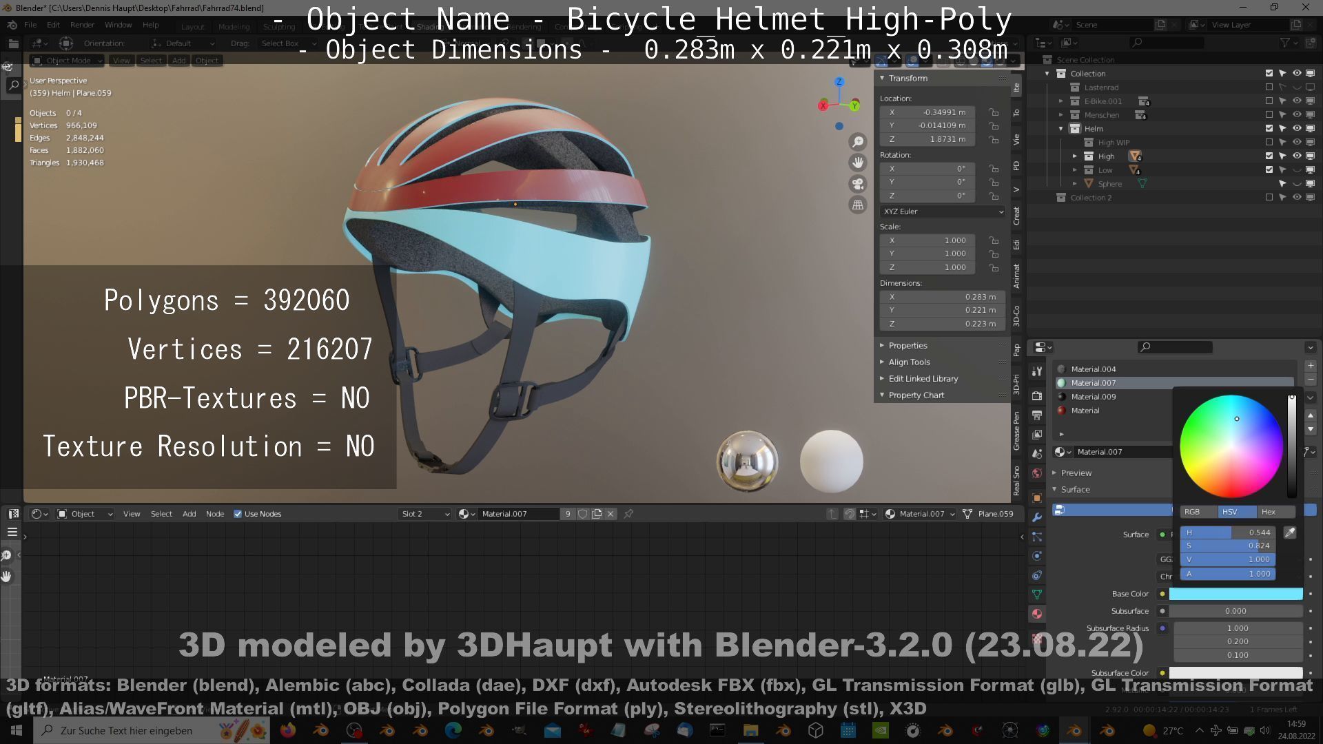 High-Poly Bicycle Helmet 3D model_25