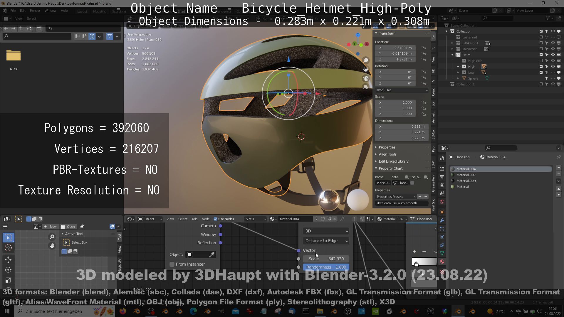 High-Poly Bicycle Helmet 3D model_64