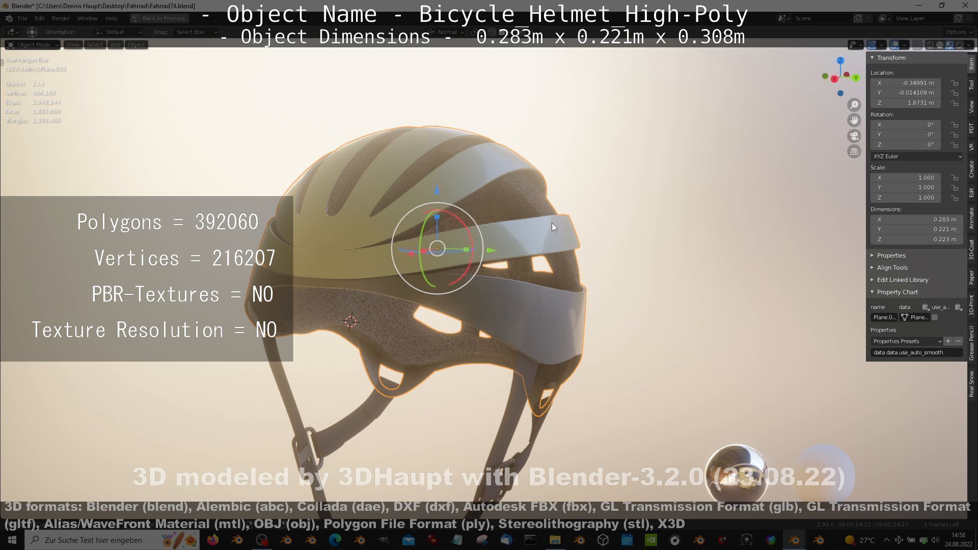 High-Poly Bicycle Helmet 3D model_49
