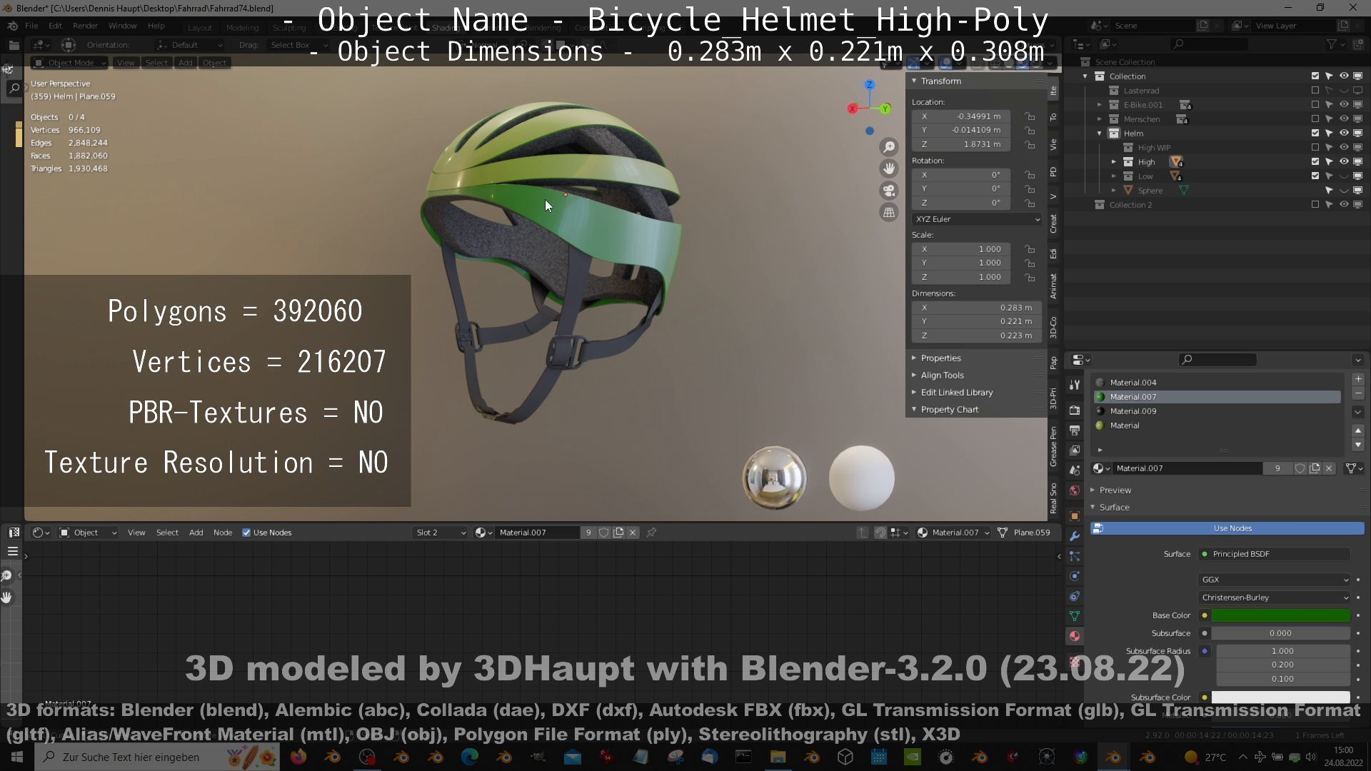 High-Poly Bicycle Helmet 3D model_16