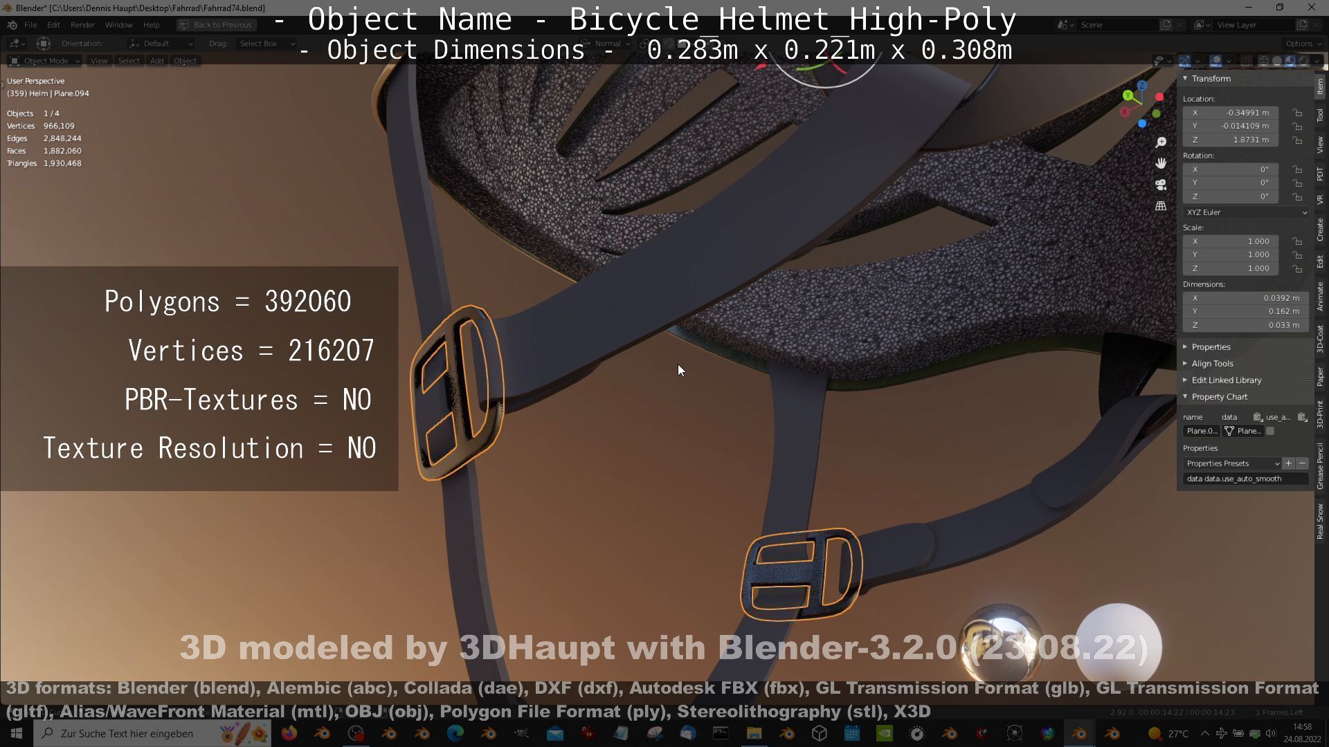 High-Poly Bicycle Helmet 3D model_46