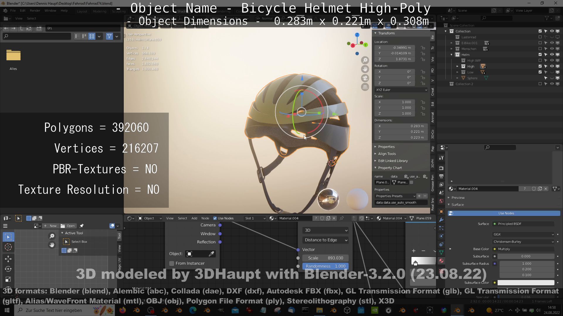 High-Poly Bicycle Helmet 3D model_67