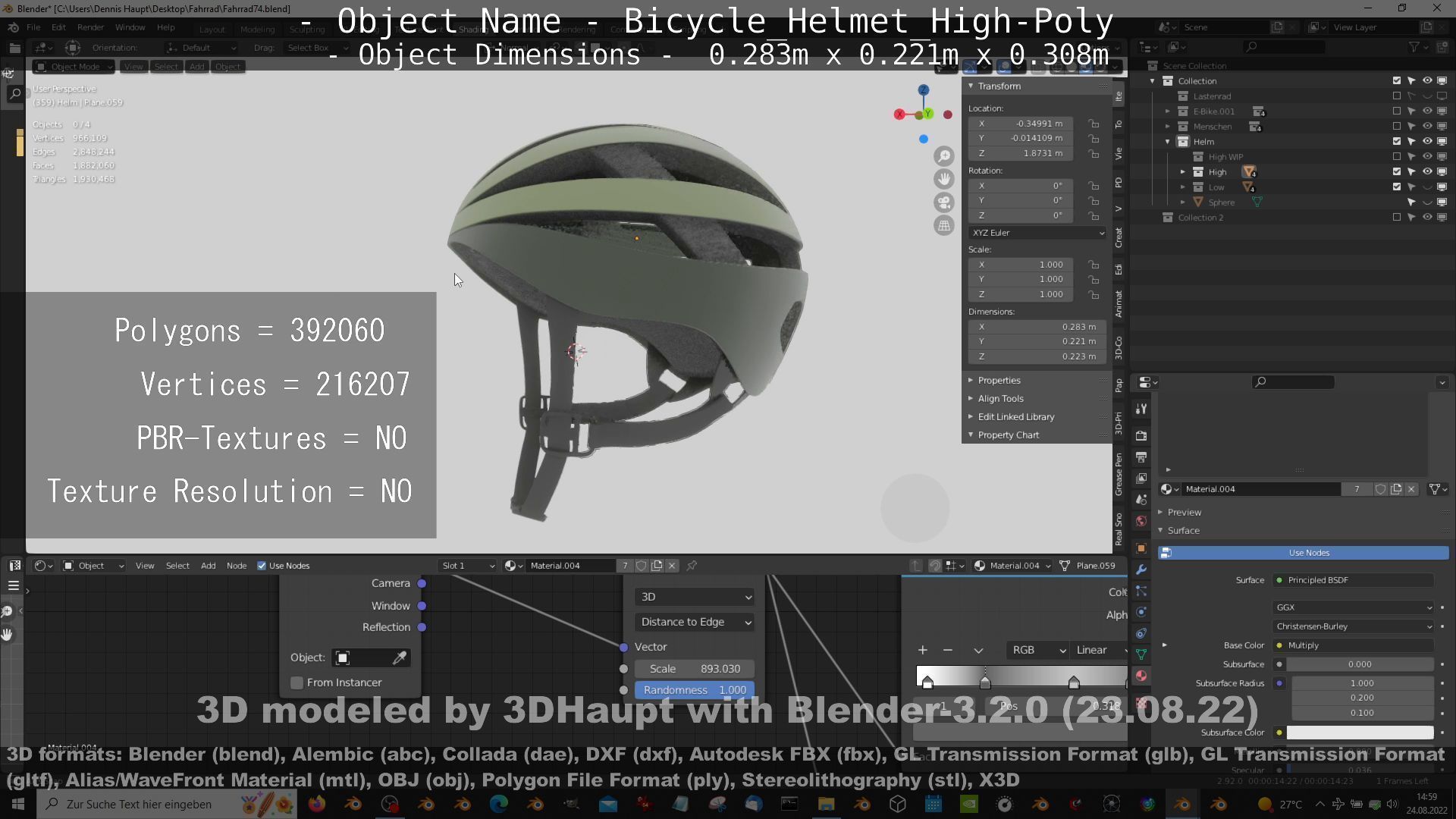 High-Poly Bicycle Helmet 3D model_30