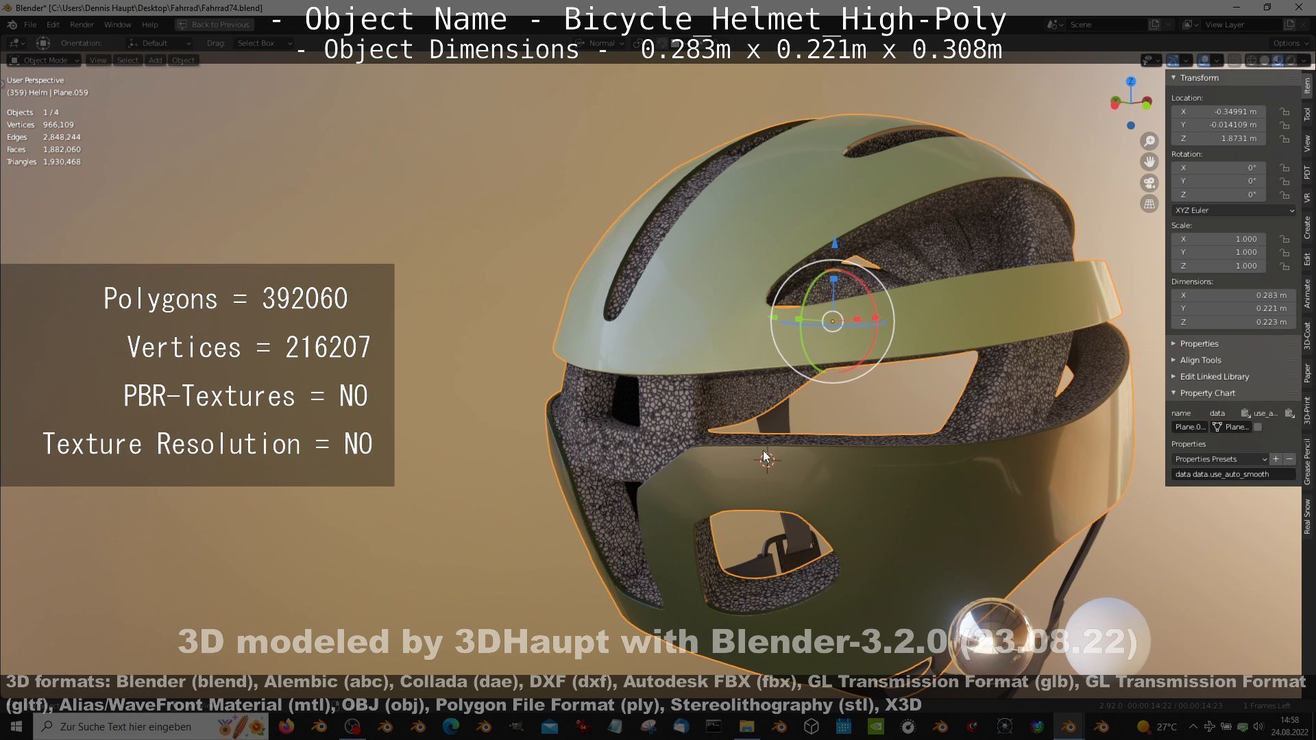 High-Poly Bicycle Helmet 3D model_59