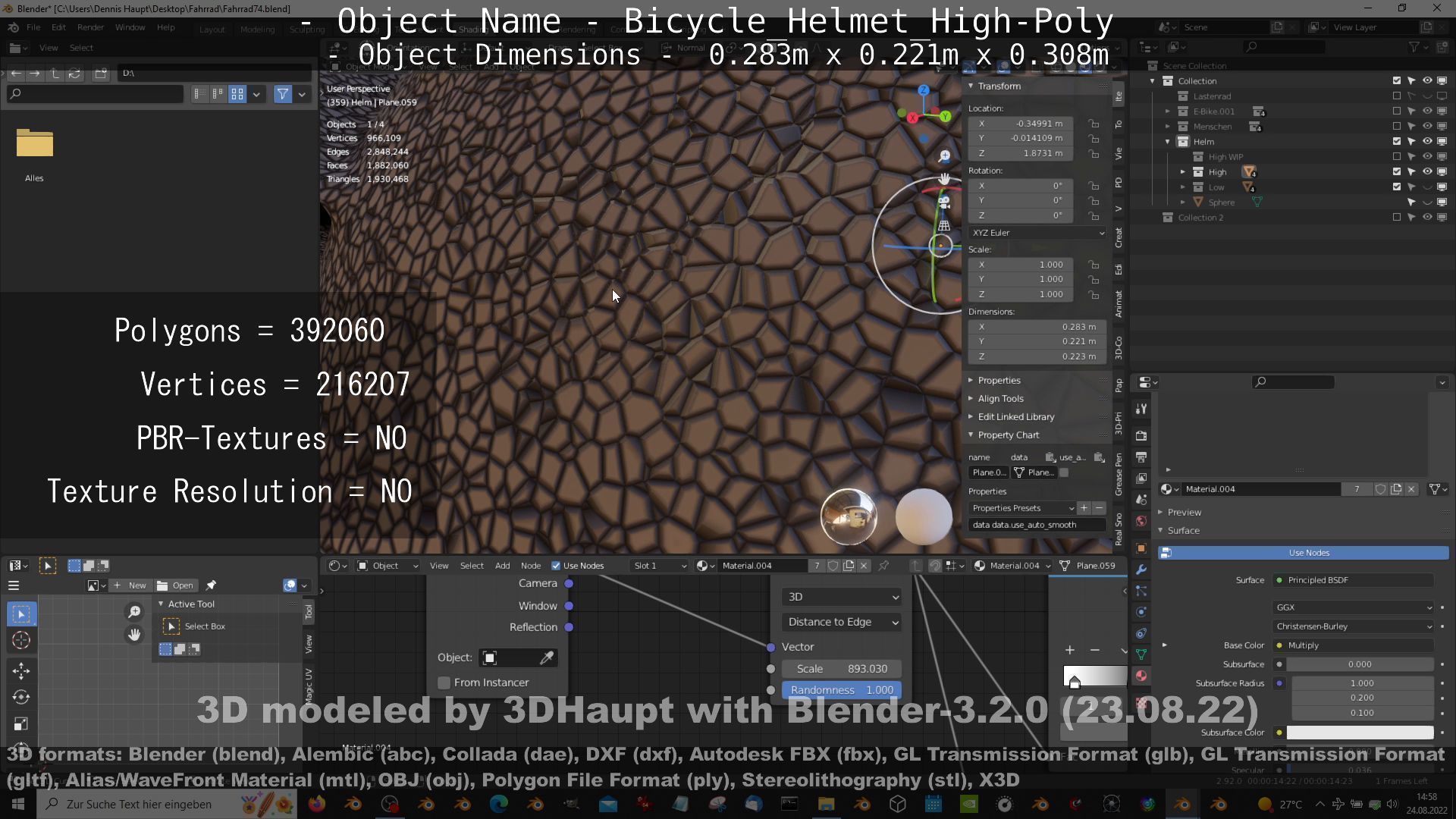 High-Poly Bicycle Helmet 3D model_66