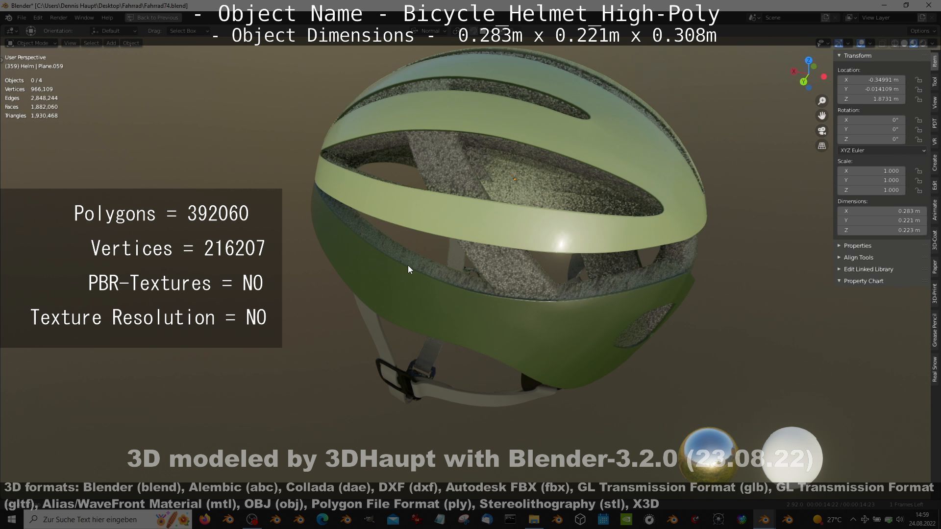 High-Poly Bicycle Helmet 3D model_70