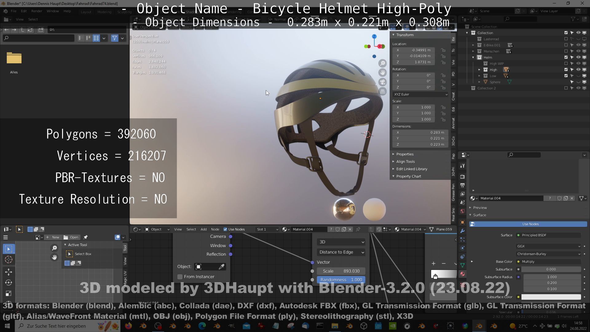 High-Poly Bicycle Helmet 3D model_68