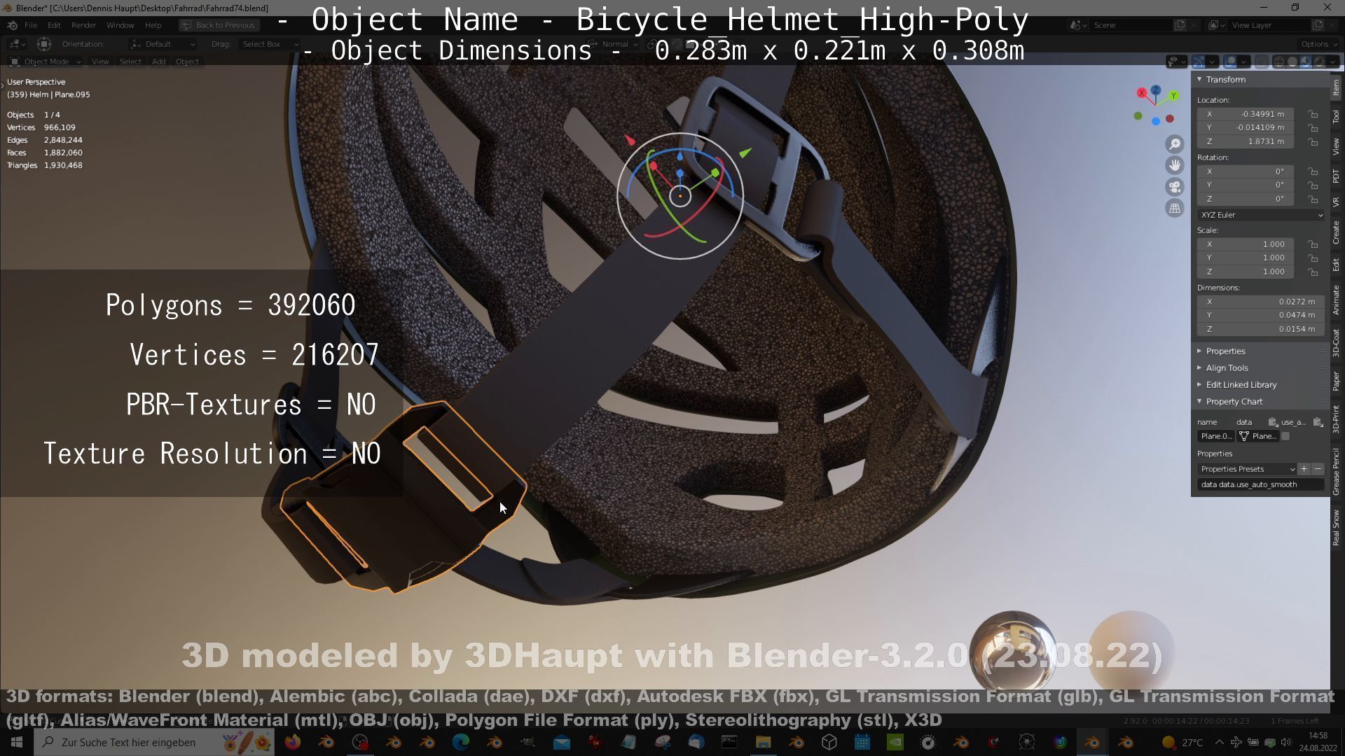 High-Poly Bicycle Helmet 3D model_45