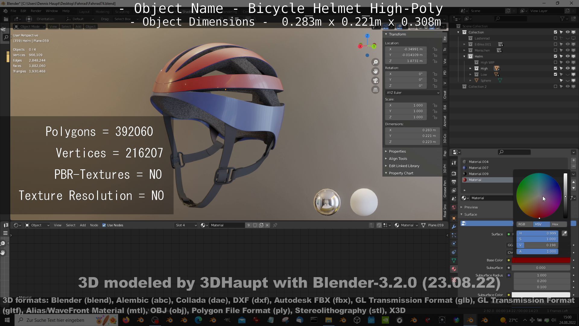 High-Poly Bicycle Helmet 3D model_26