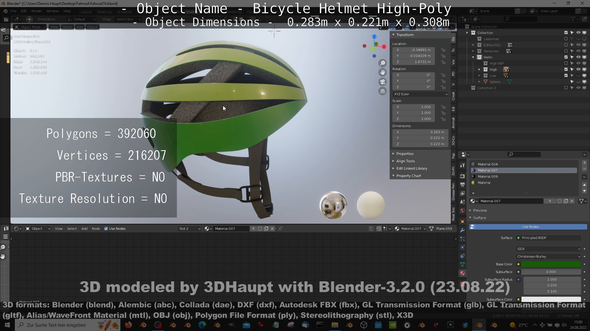 High-Poly Bicycle Helmet 3D model_28