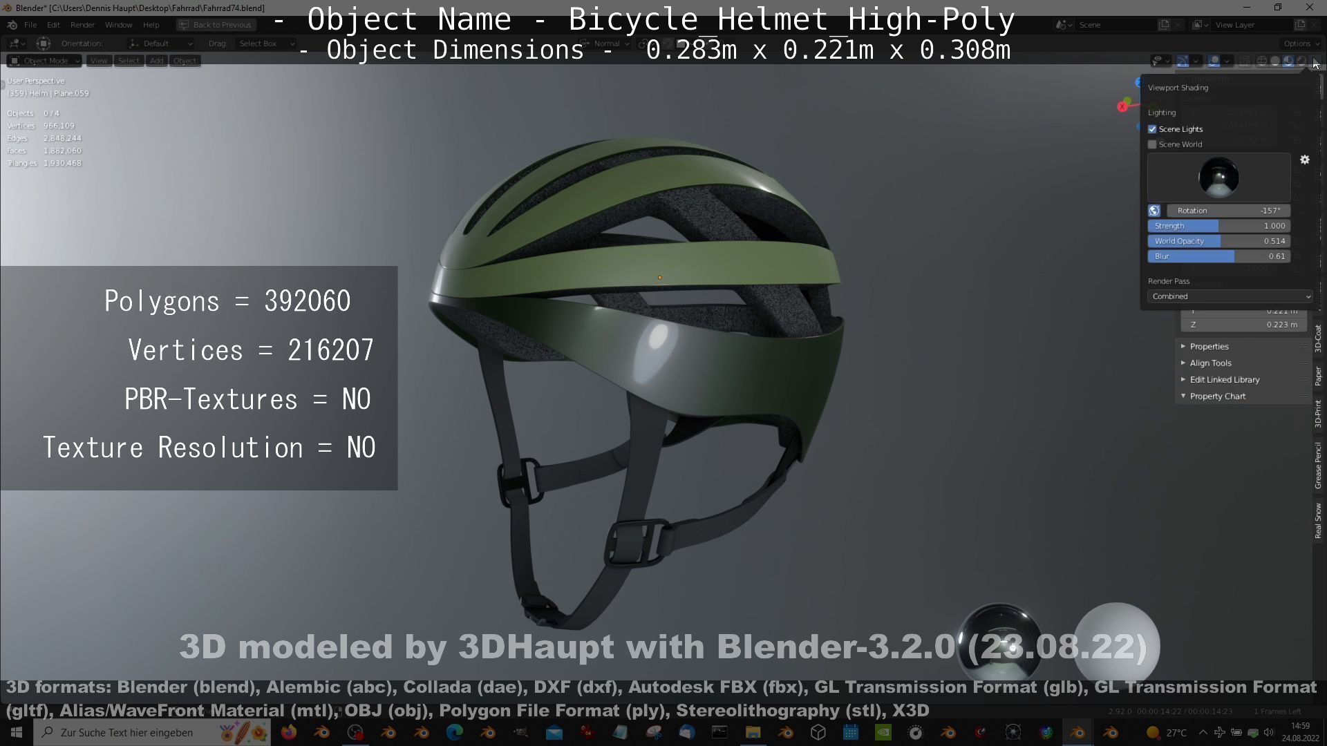 High-Poly Bicycle Helmet 3D model_18