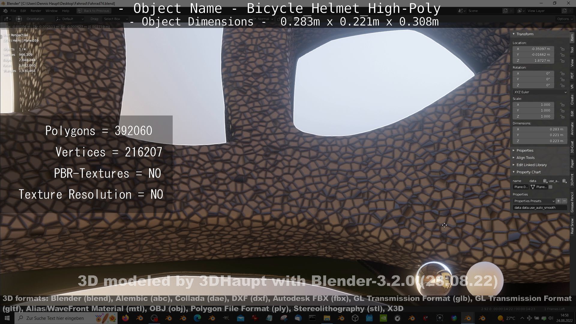 High-Poly Bicycle Helmet 3D model_58