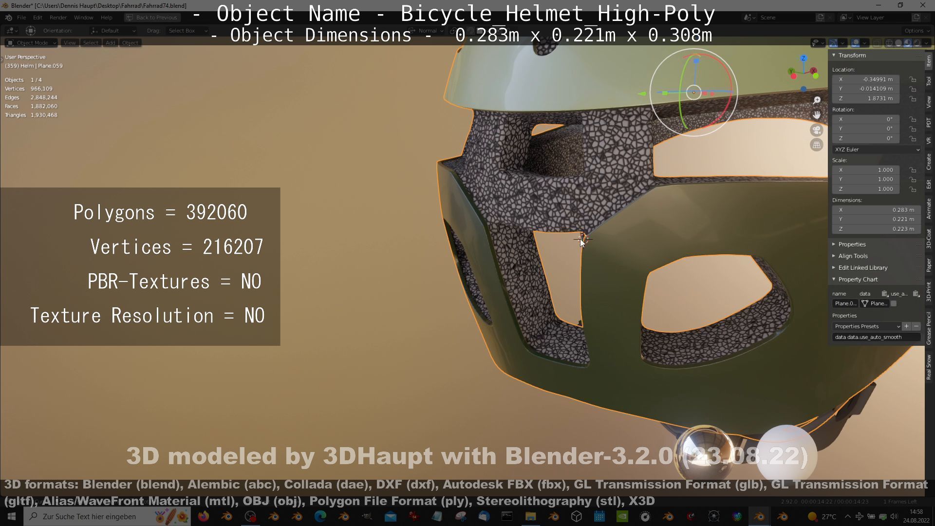High-Poly Bicycle Helmet 3D model_55