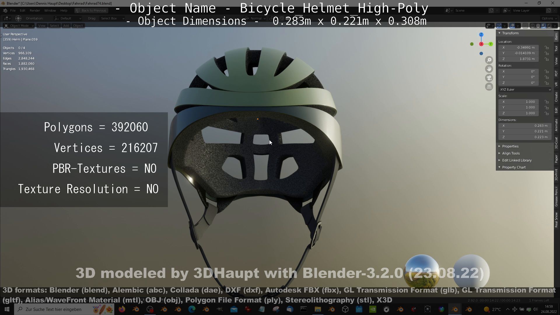 High-Poly Bicycle Helmet 3D model_62