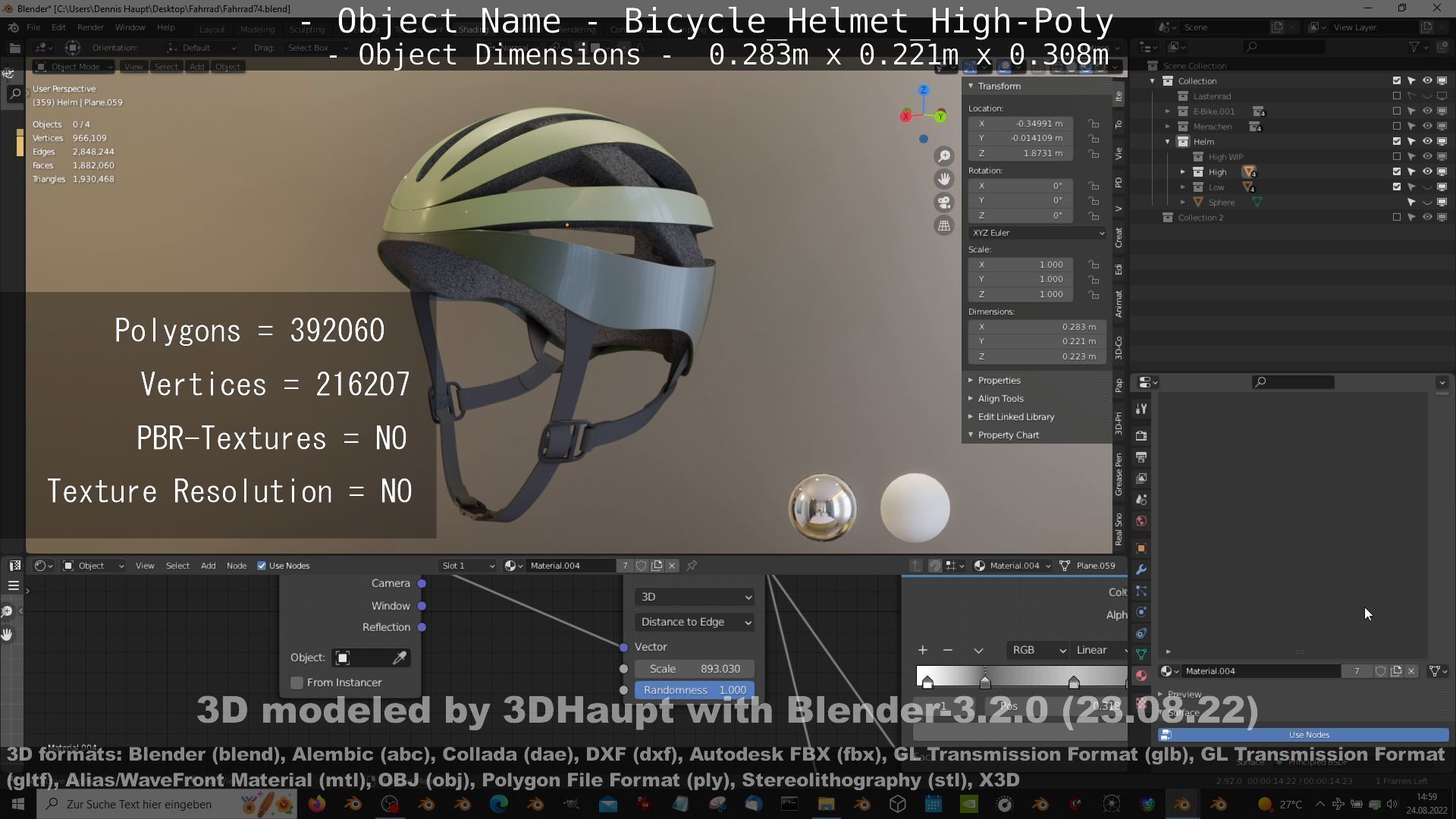 High-Poly Bicycle Helmet 3D model_22