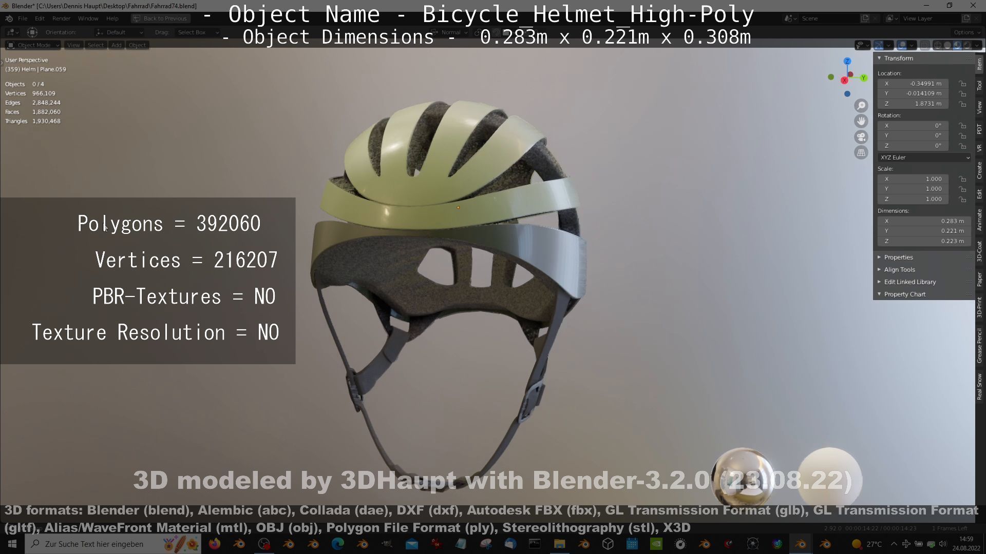 High-Poly Bicycle Helmet 3D model_20