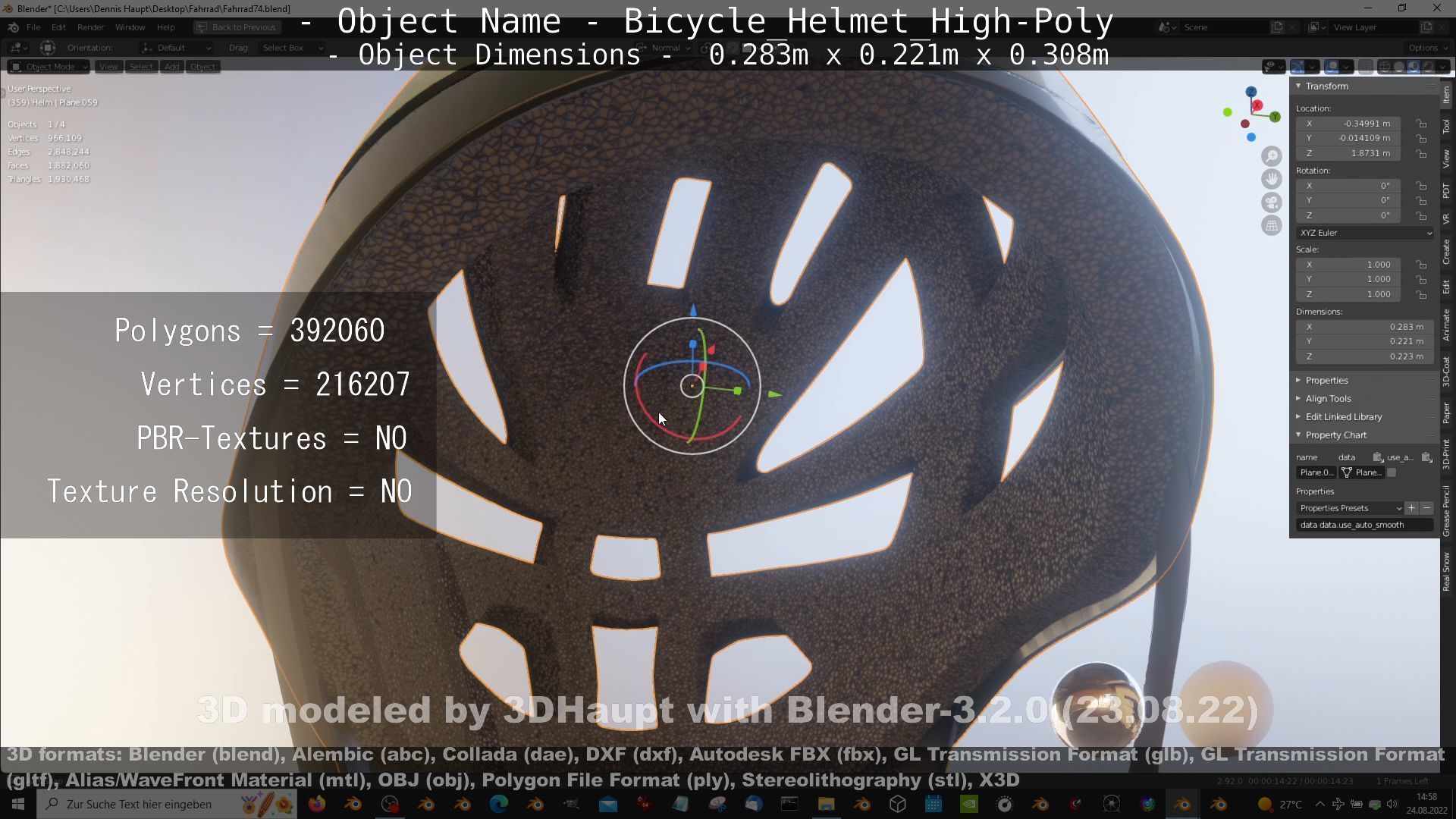 High-Poly Bicycle Helmet 3D model_39