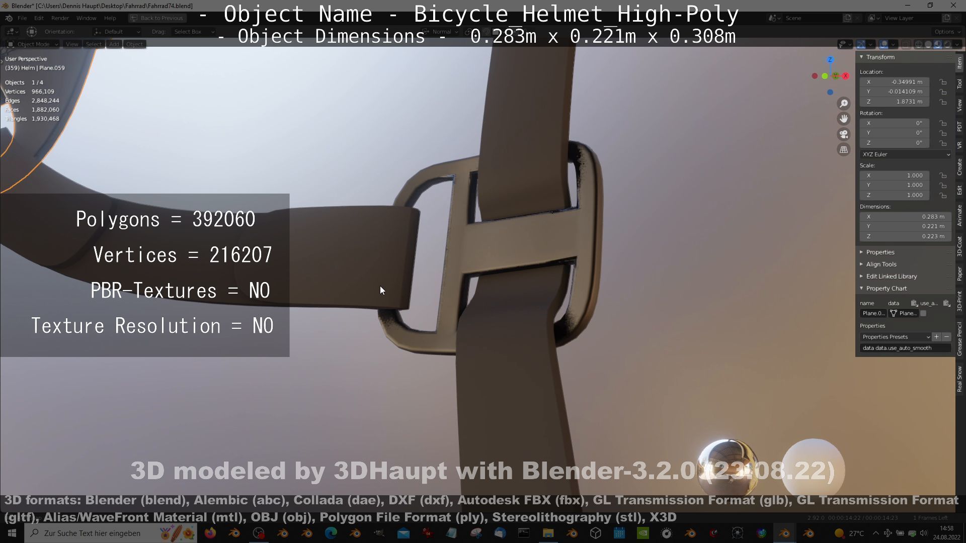 High-Poly Bicycle Helmet 3D model_42