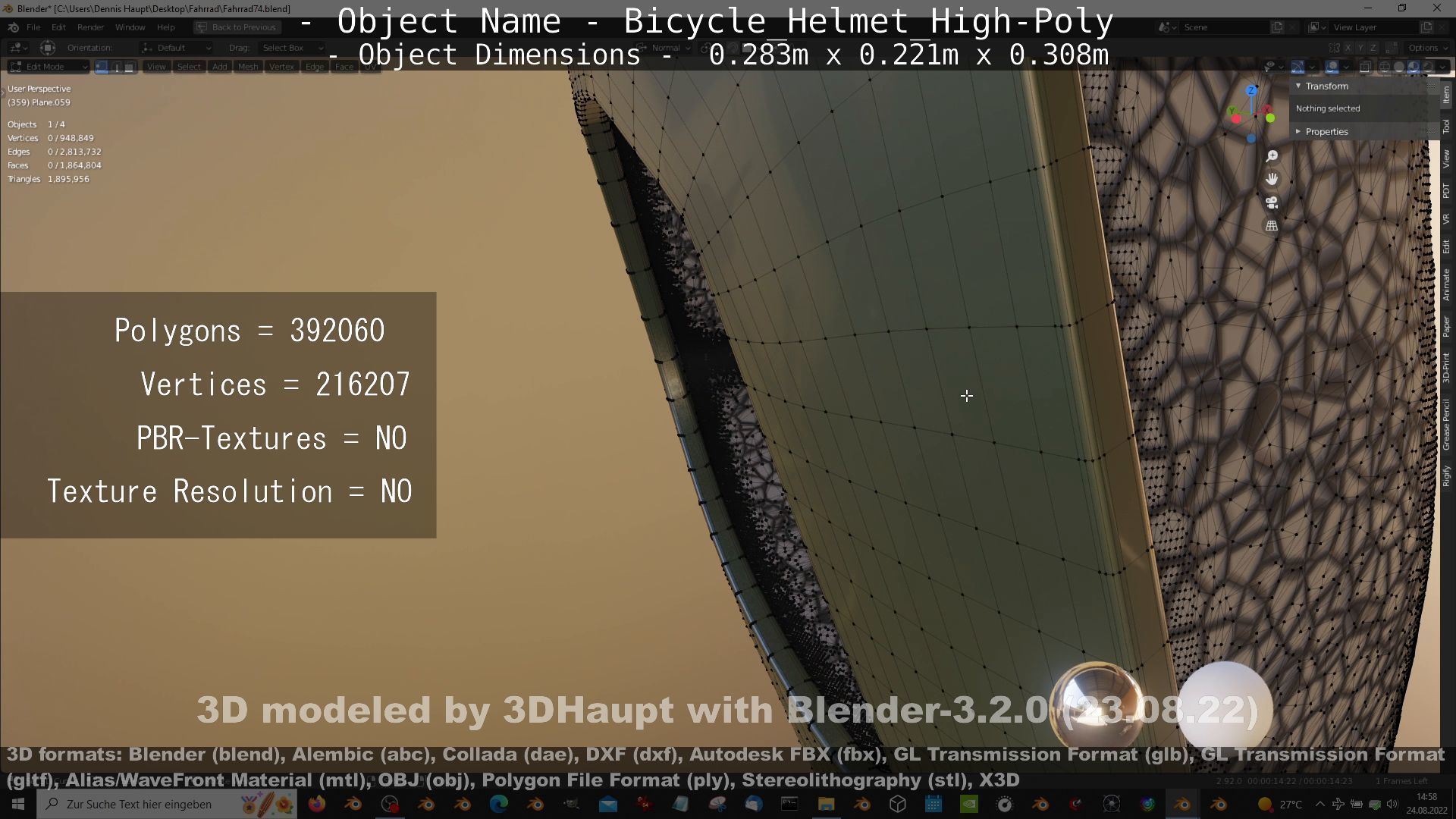 High-Poly Bicycle Helmet 3D model_54