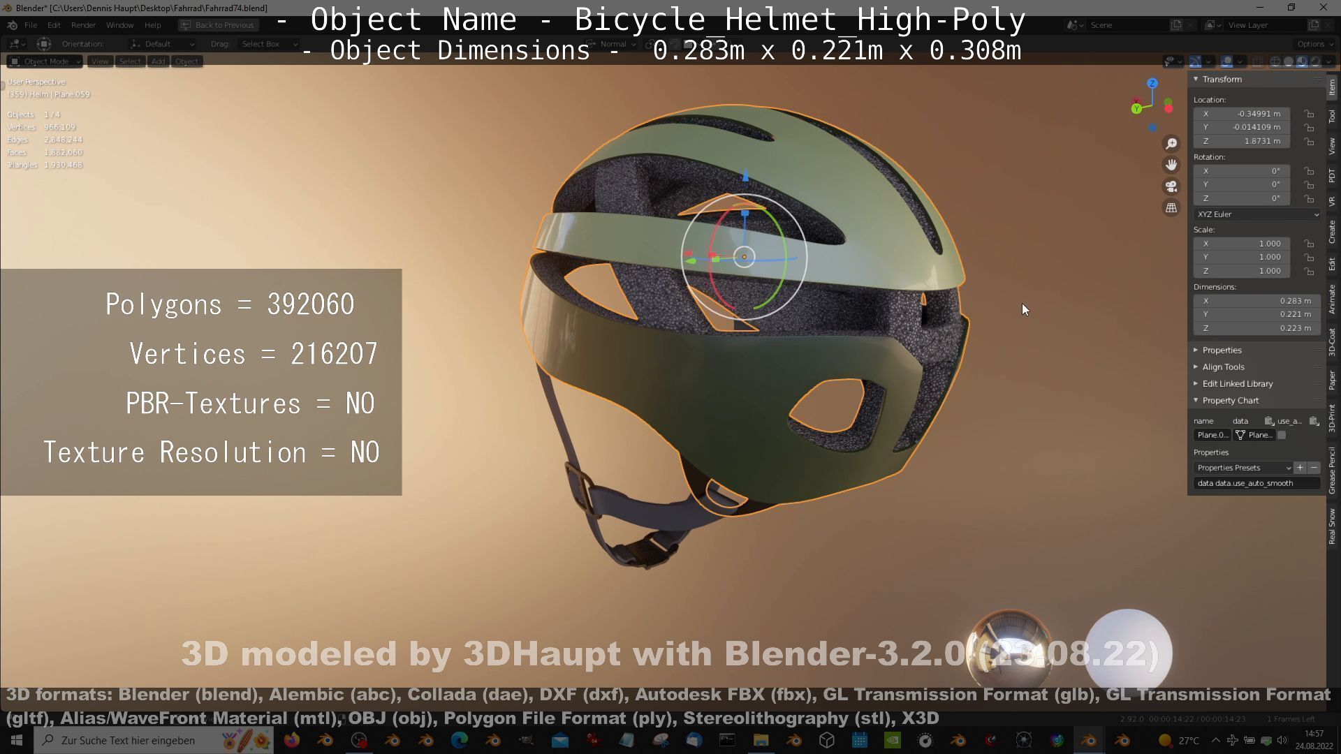 High-Poly Bicycle Helmet 3D model_36