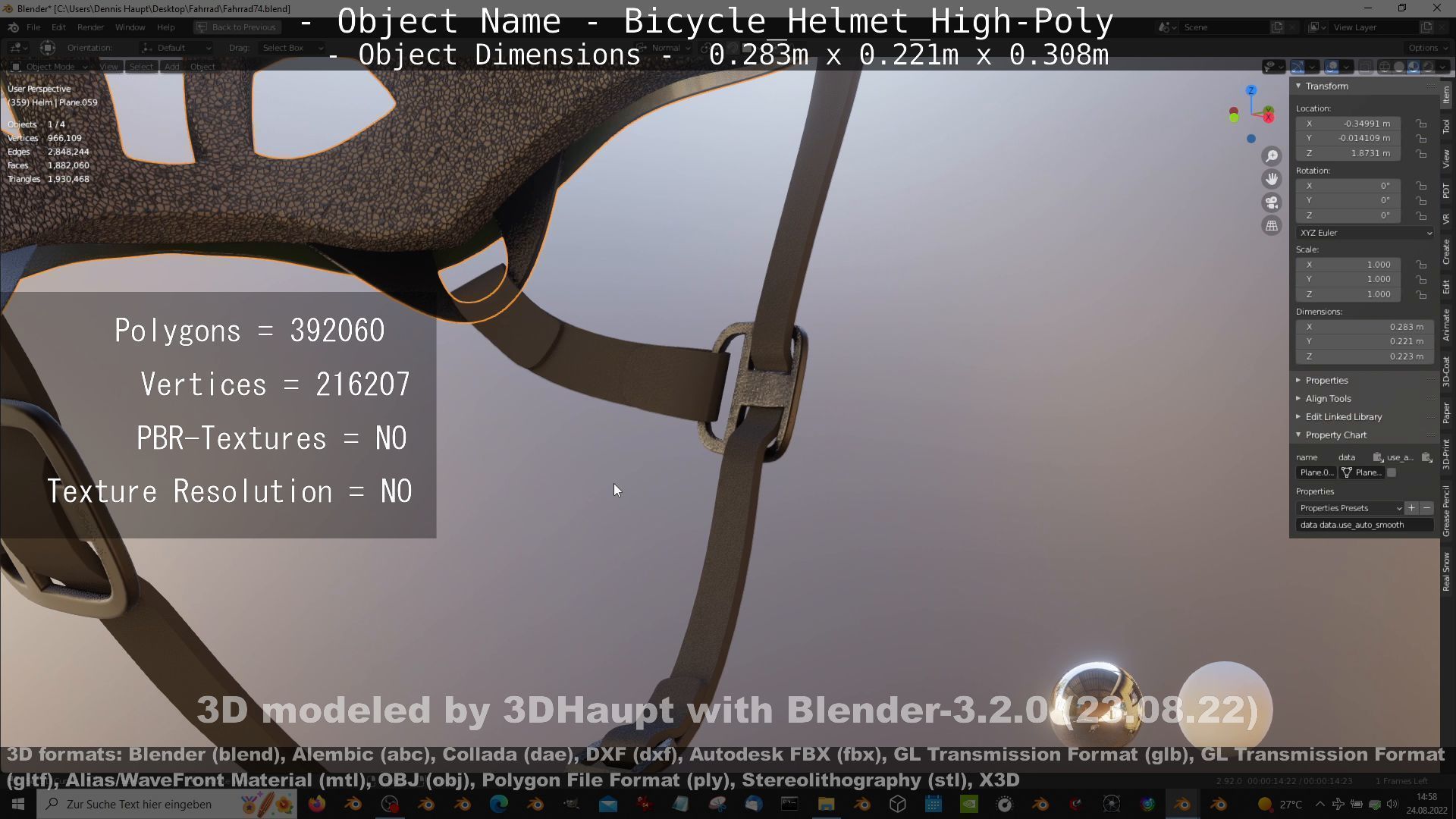 High-Poly Bicycle Helmet 3D model_43