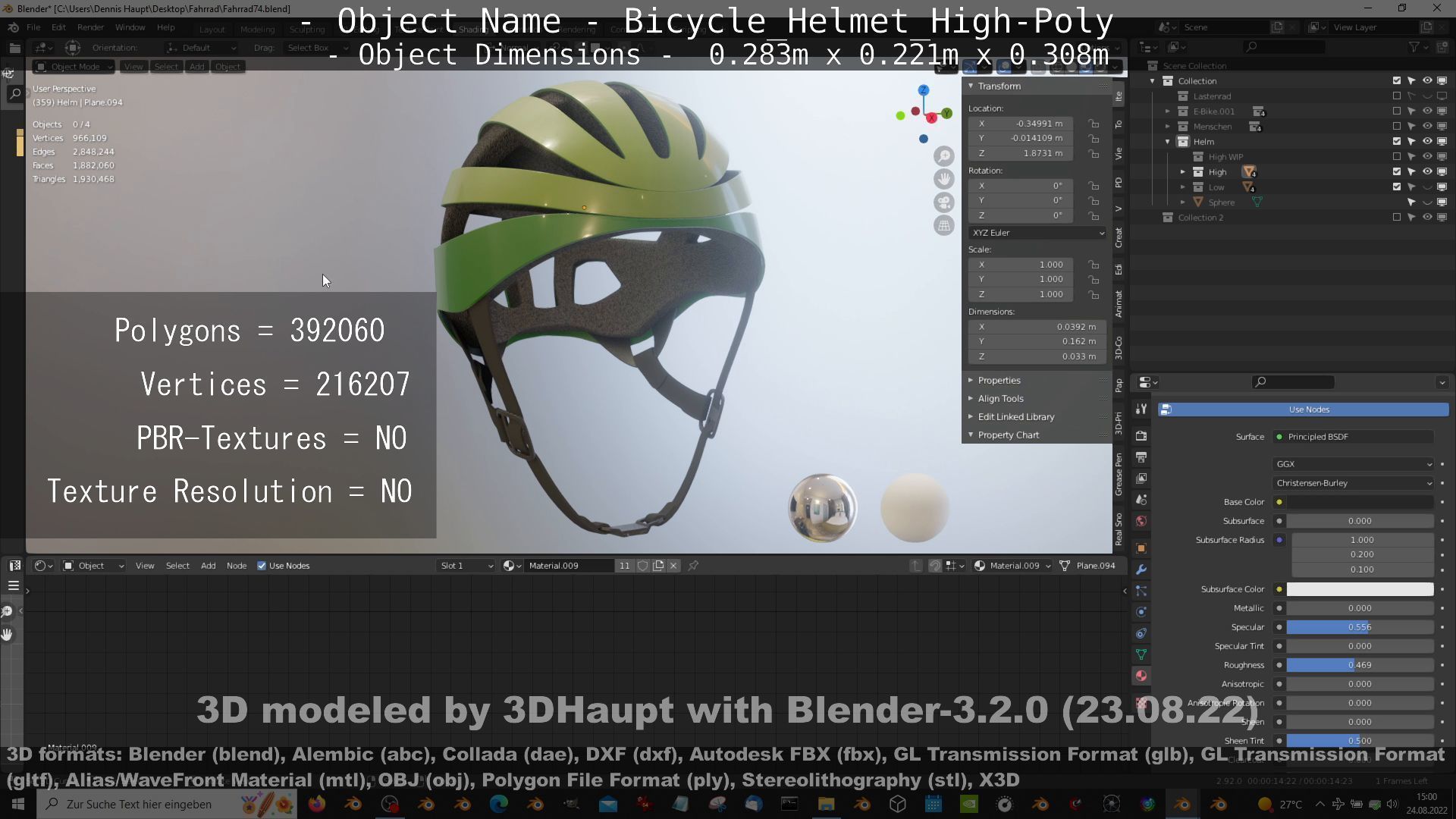 High-Poly Bicycle Helmet 3D model_34