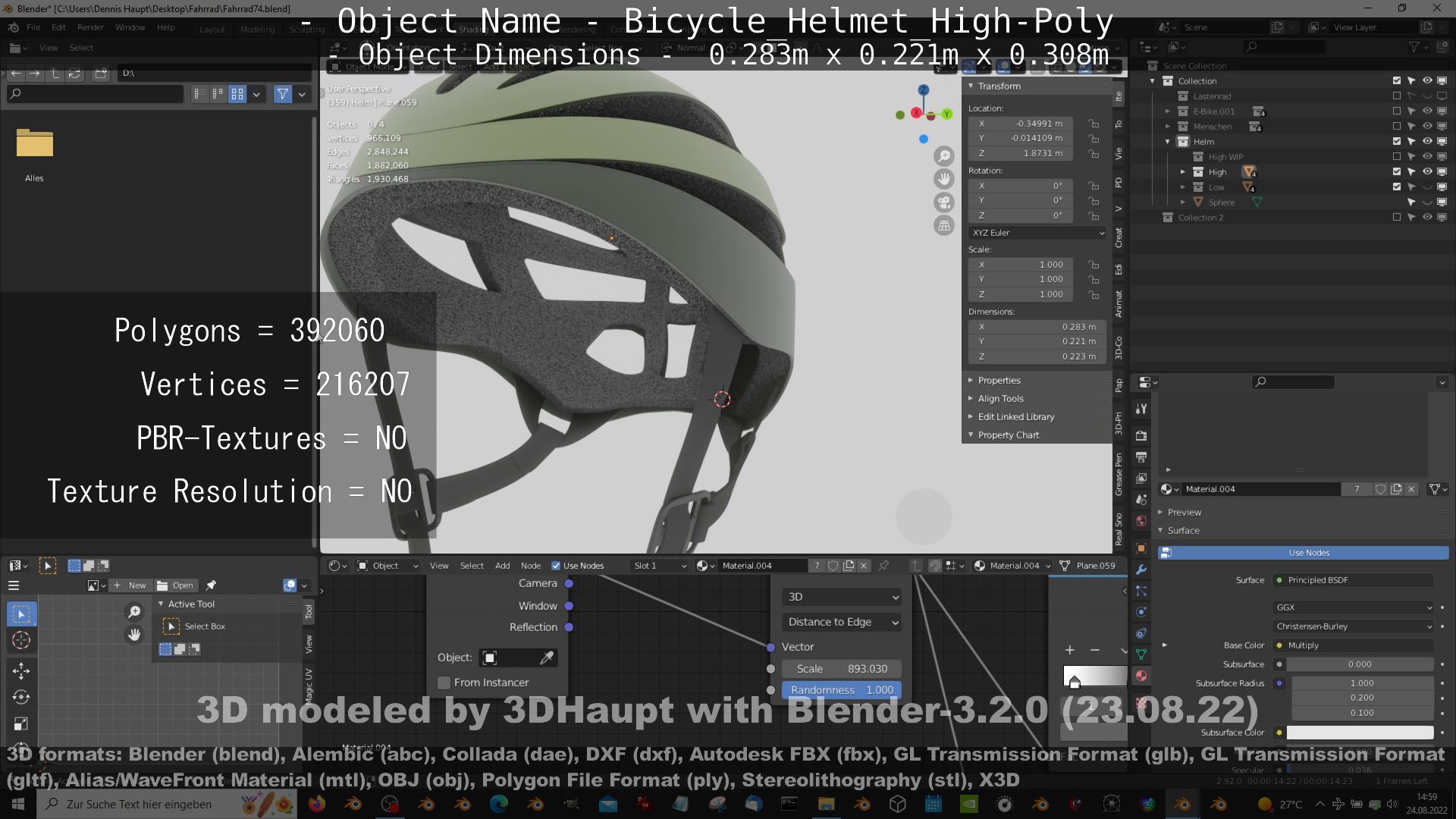 High-Poly Bicycle Helmet 3D model_21