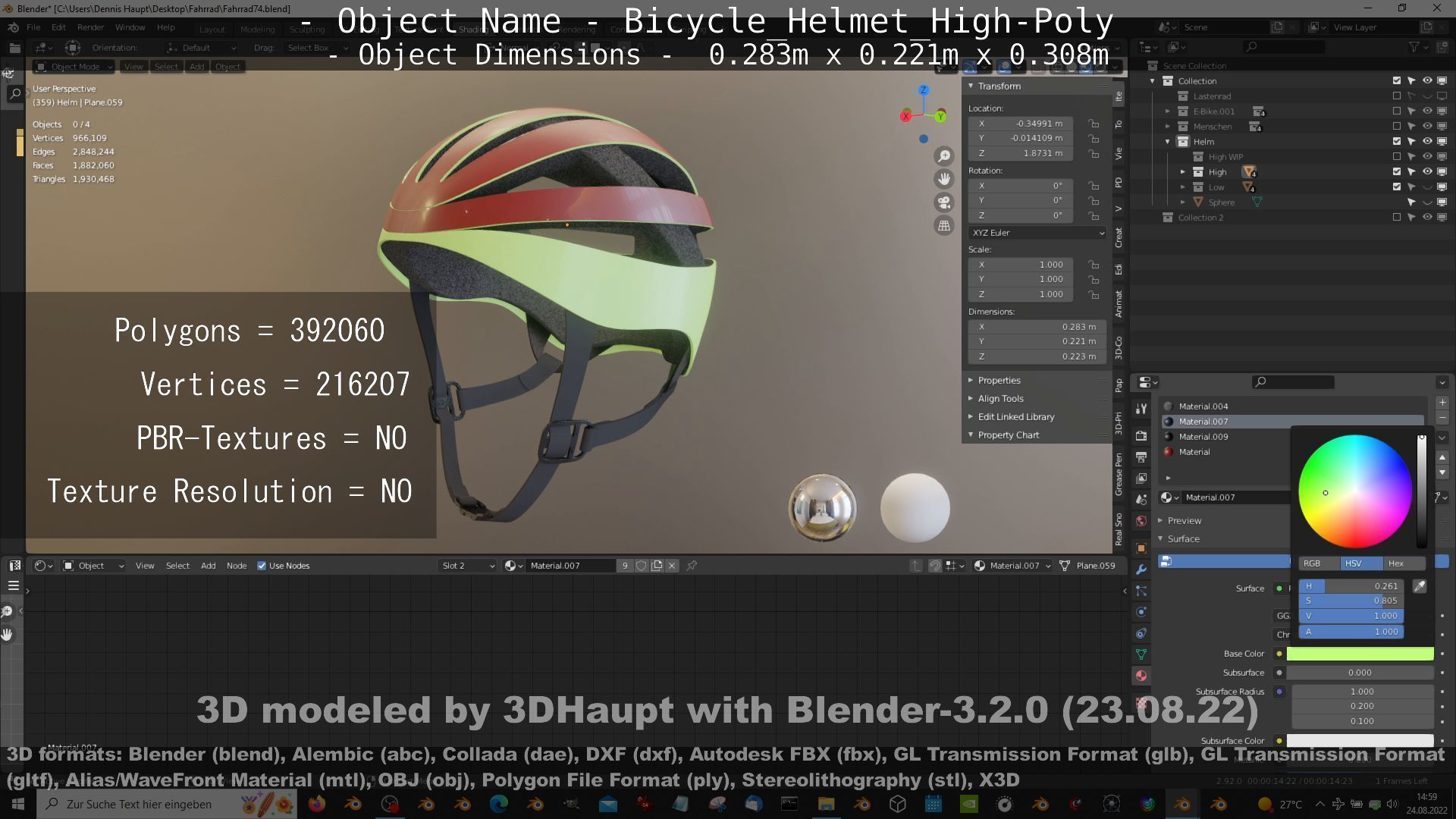 High-Poly Bicycle Helmet 3D model_24