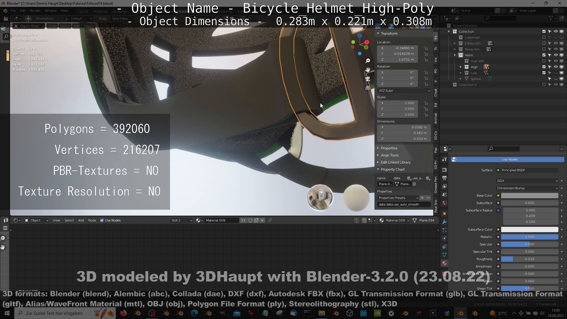 High-Poly Bicycle Helmet 3D model_31