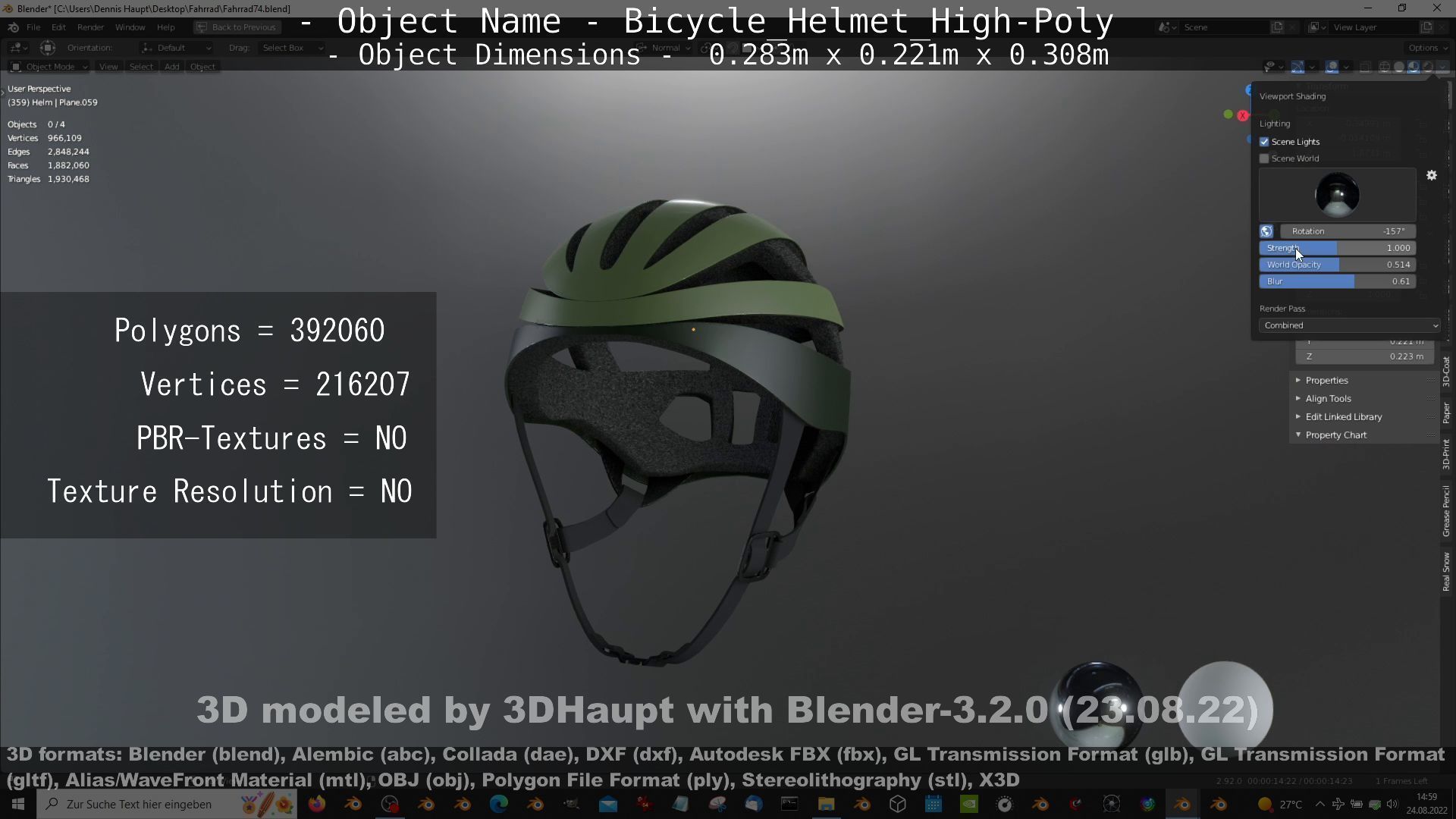 High-Poly Bicycle Helmet 3D model_14