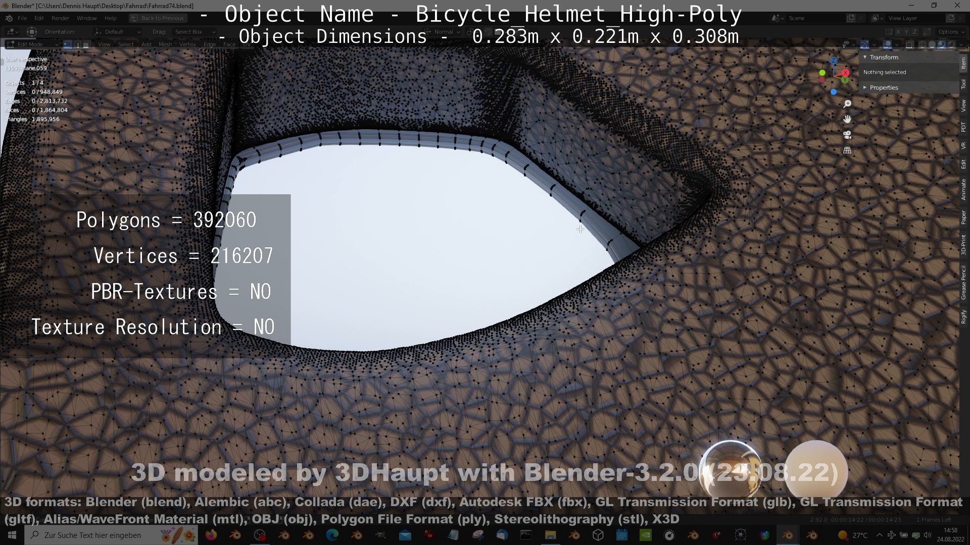 High-Poly Bicycle Helmet 3D model_53