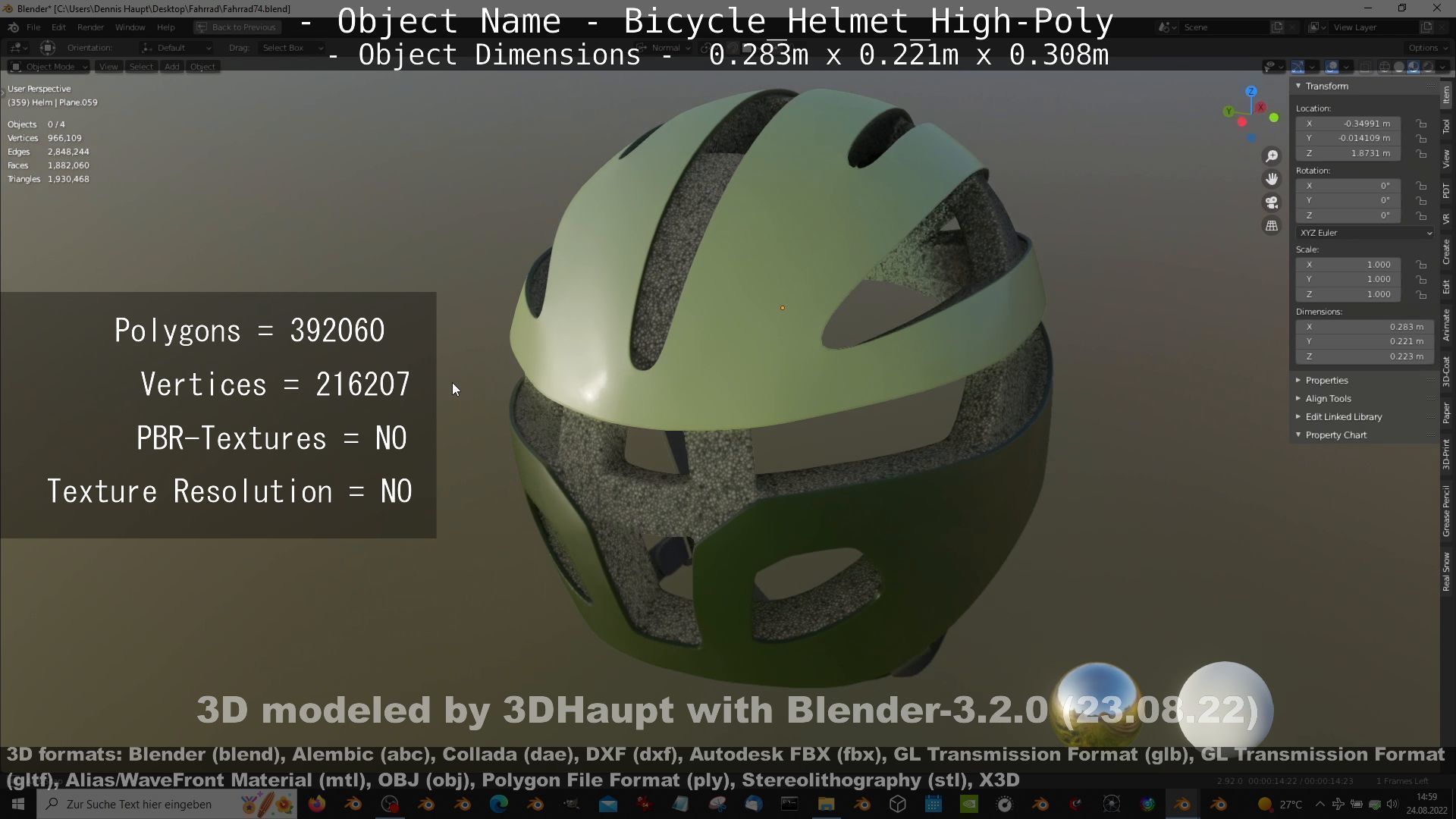 High-Poly Bicycle Helmet 3D model_71