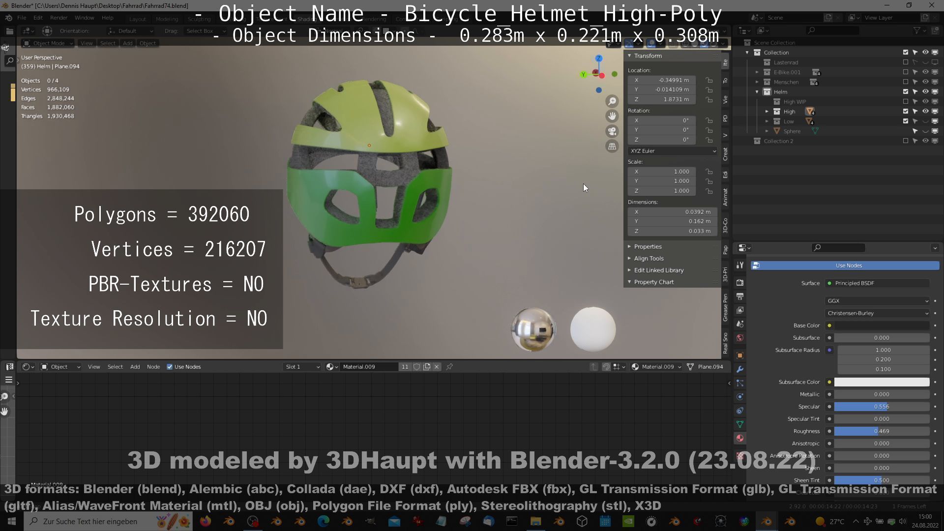 High-Poly Bicycle Helmet 3D model_33