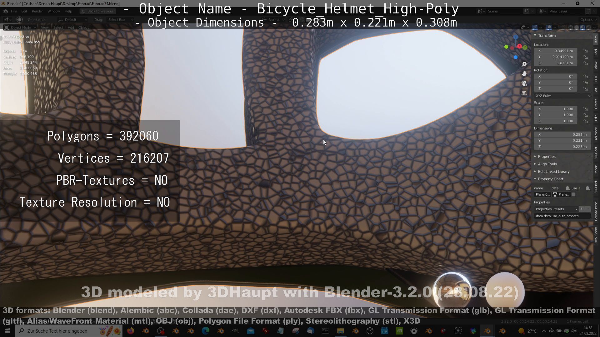 High-Poly Bicycle Helmet 3D model_57