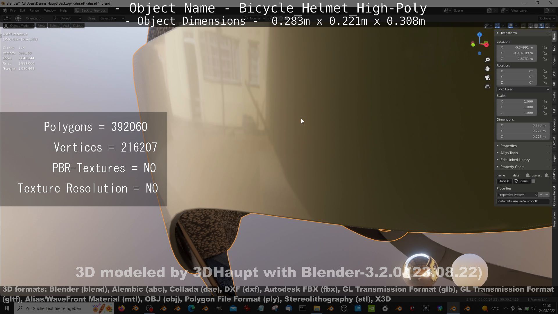 High-Poly Bicycle Helmet 3D model_56