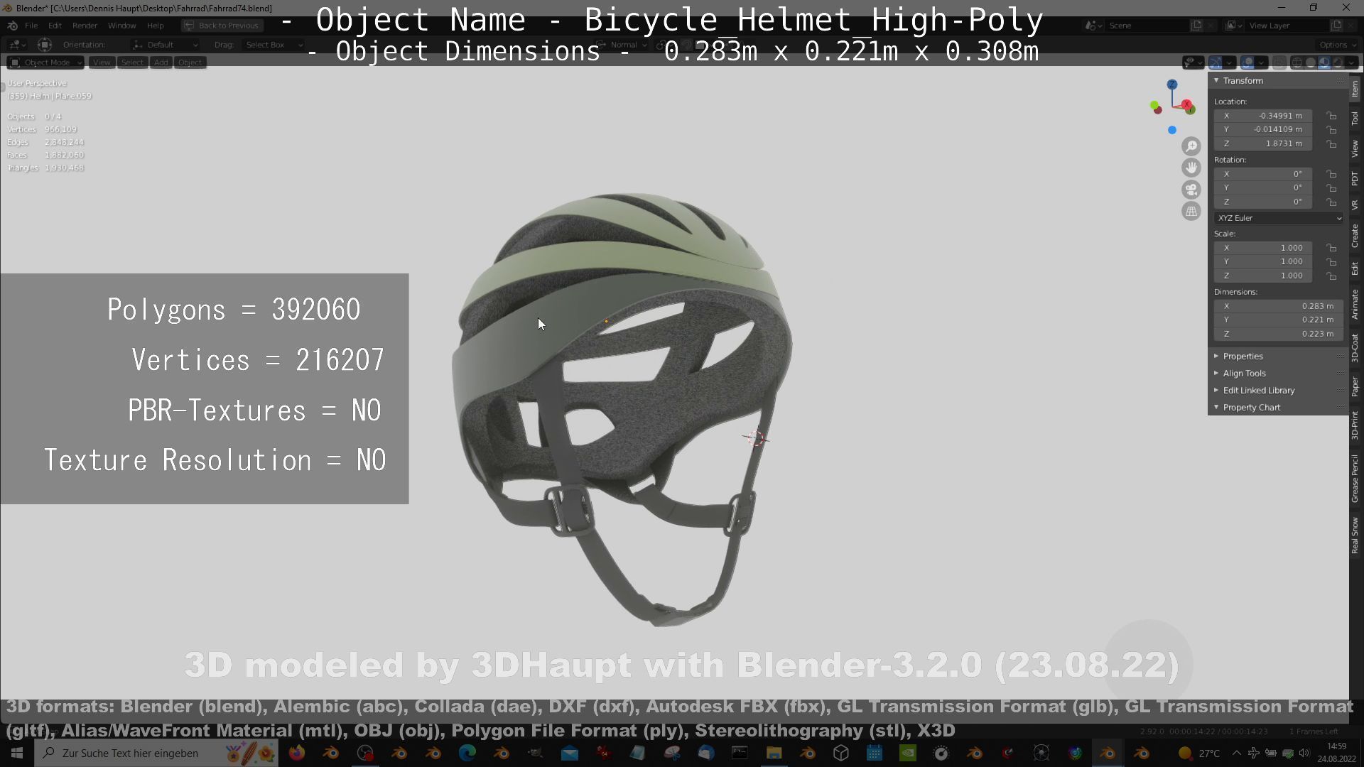High-Poly Bicycle Helmet 3D model_41