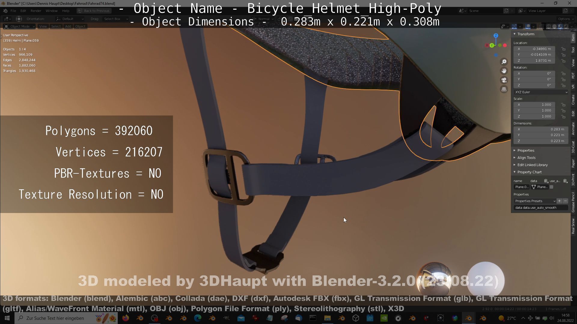 High-Poly Bicycle Helmet 3D model_40