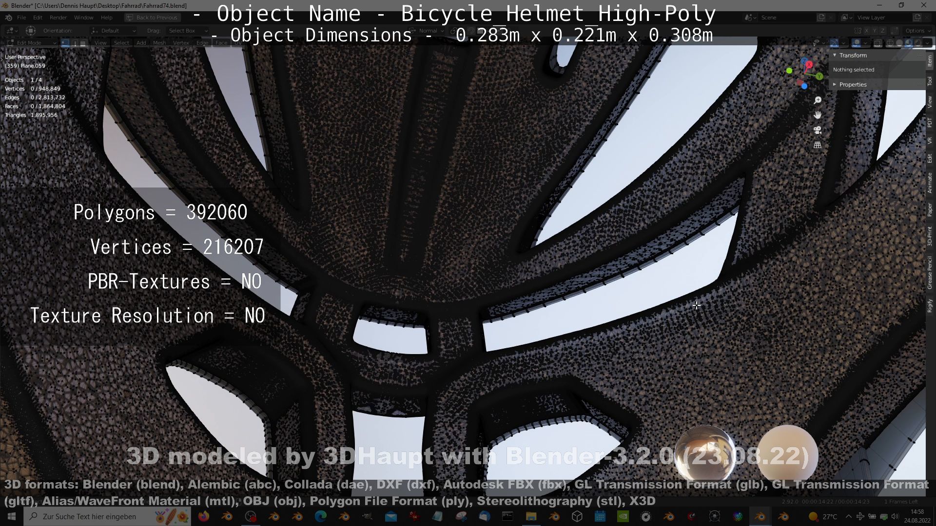 High-Poly Bicycle Helmet 3D model_52