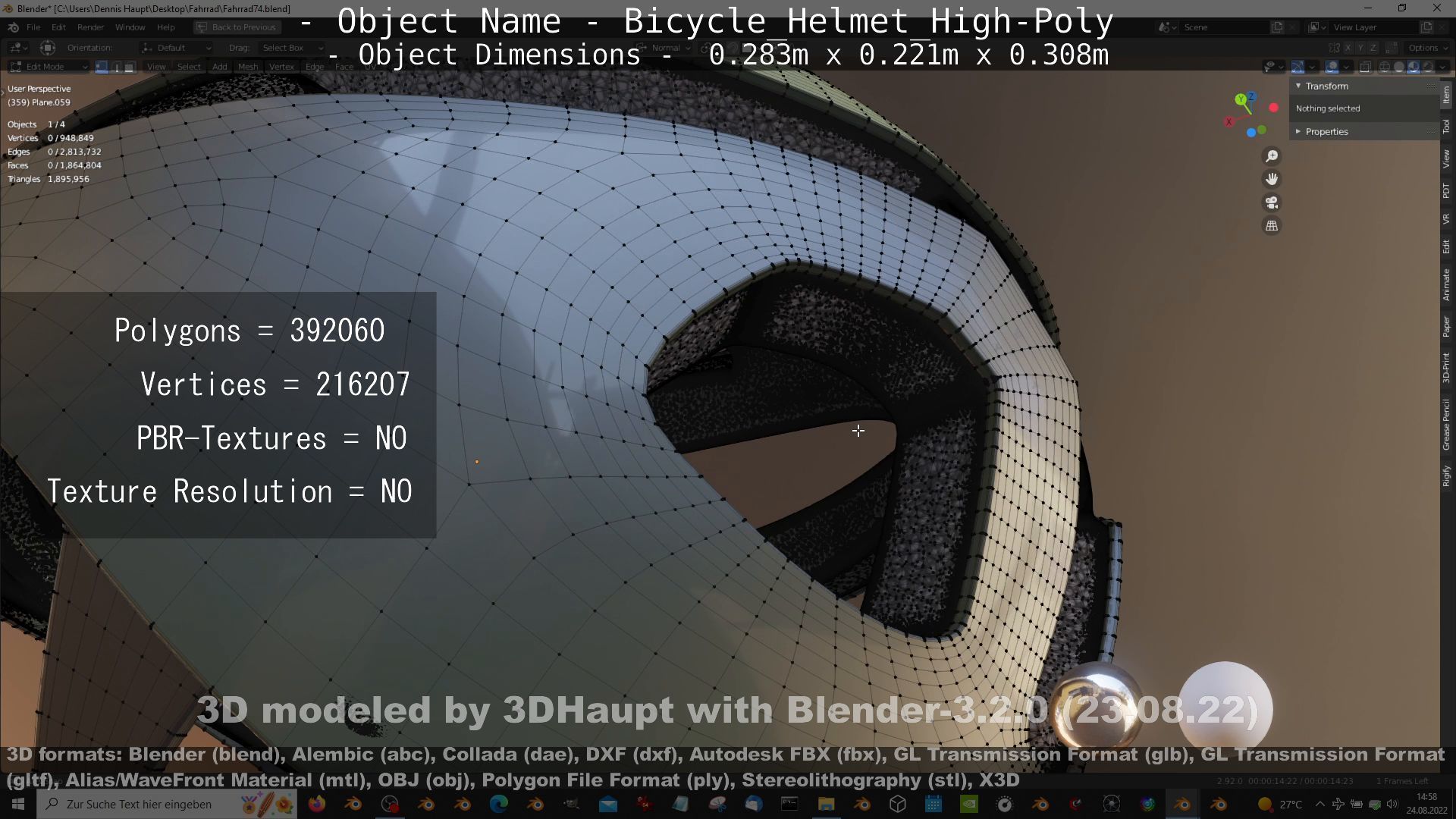 High-Poly Bicycle Helmet 3D model_5