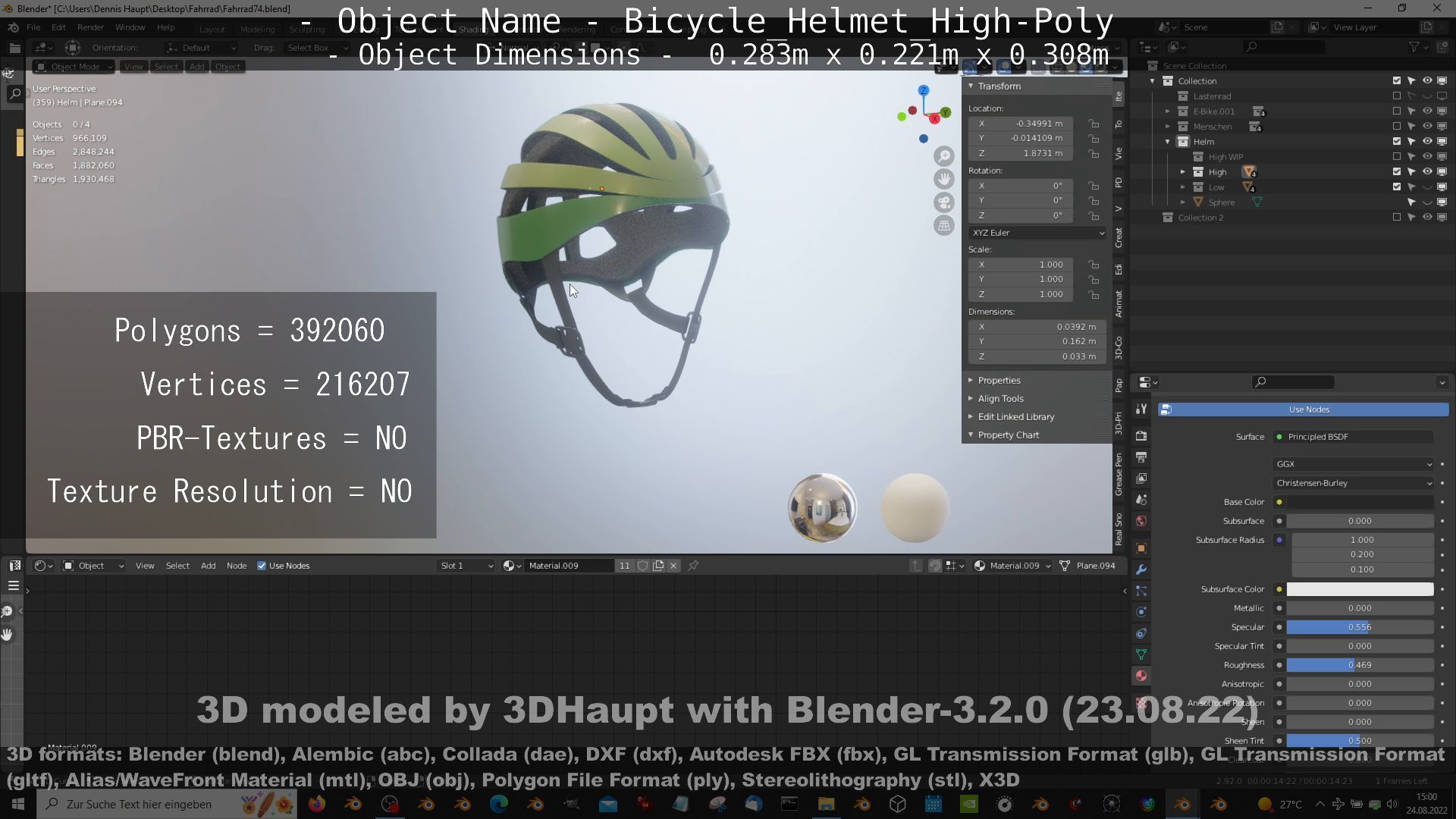High-Poly Bicycle Helmet 3D model_32