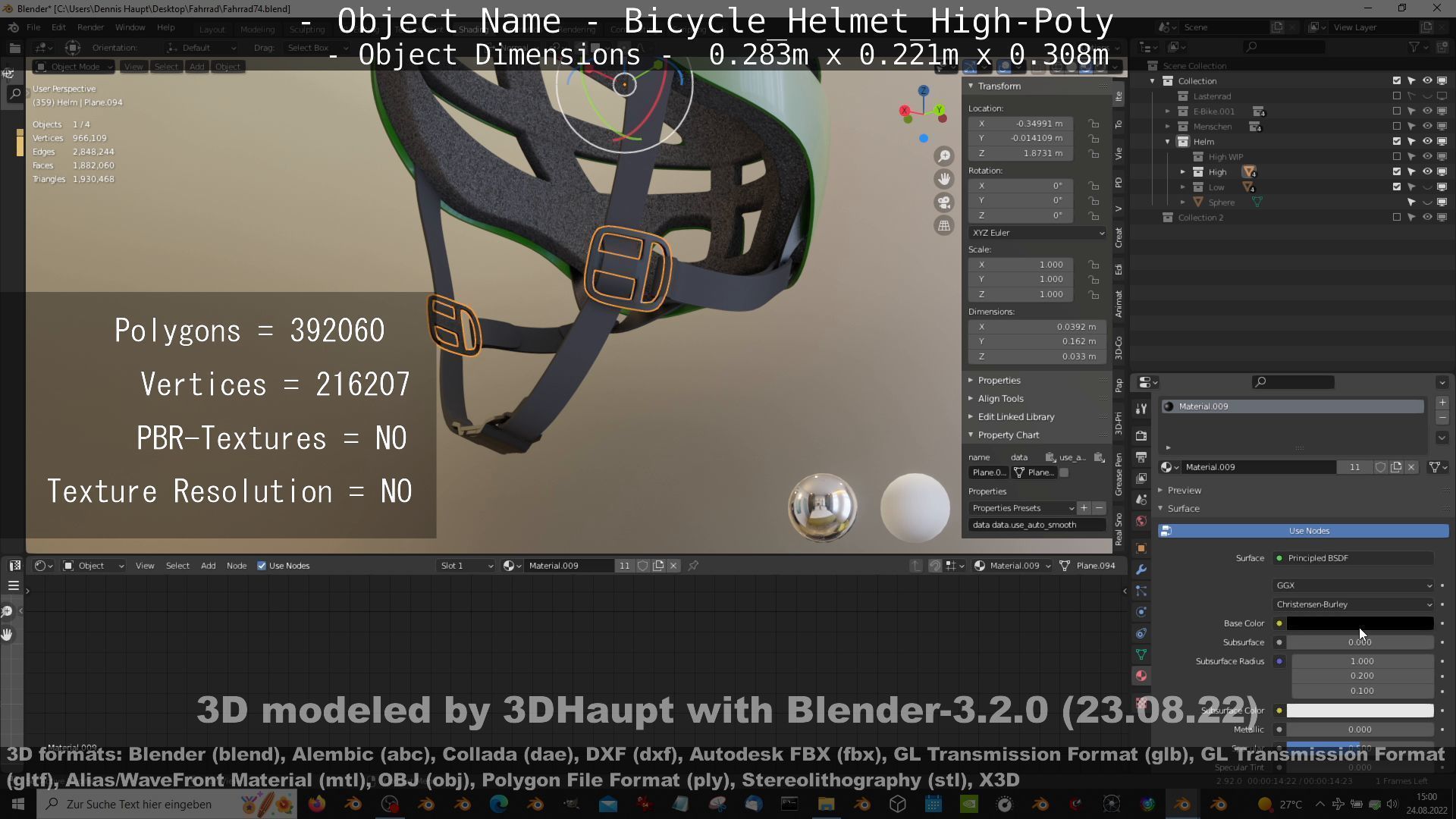 High-Poly Bicycle Helmet 3D model_29