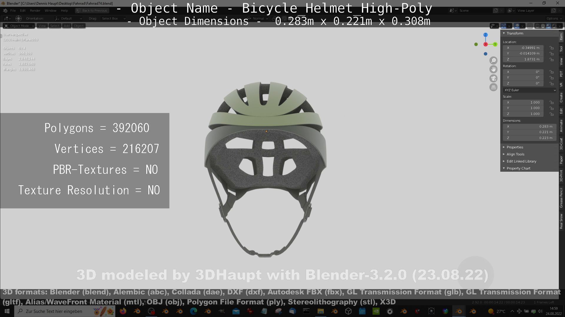 High-Poly Bicycle Helmet 3D model_51